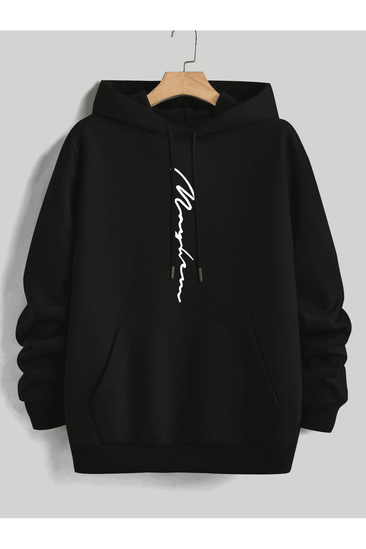 هودي سويت شيرت كبير الحجم للجنسين مكتوب عليه 'Maybe'