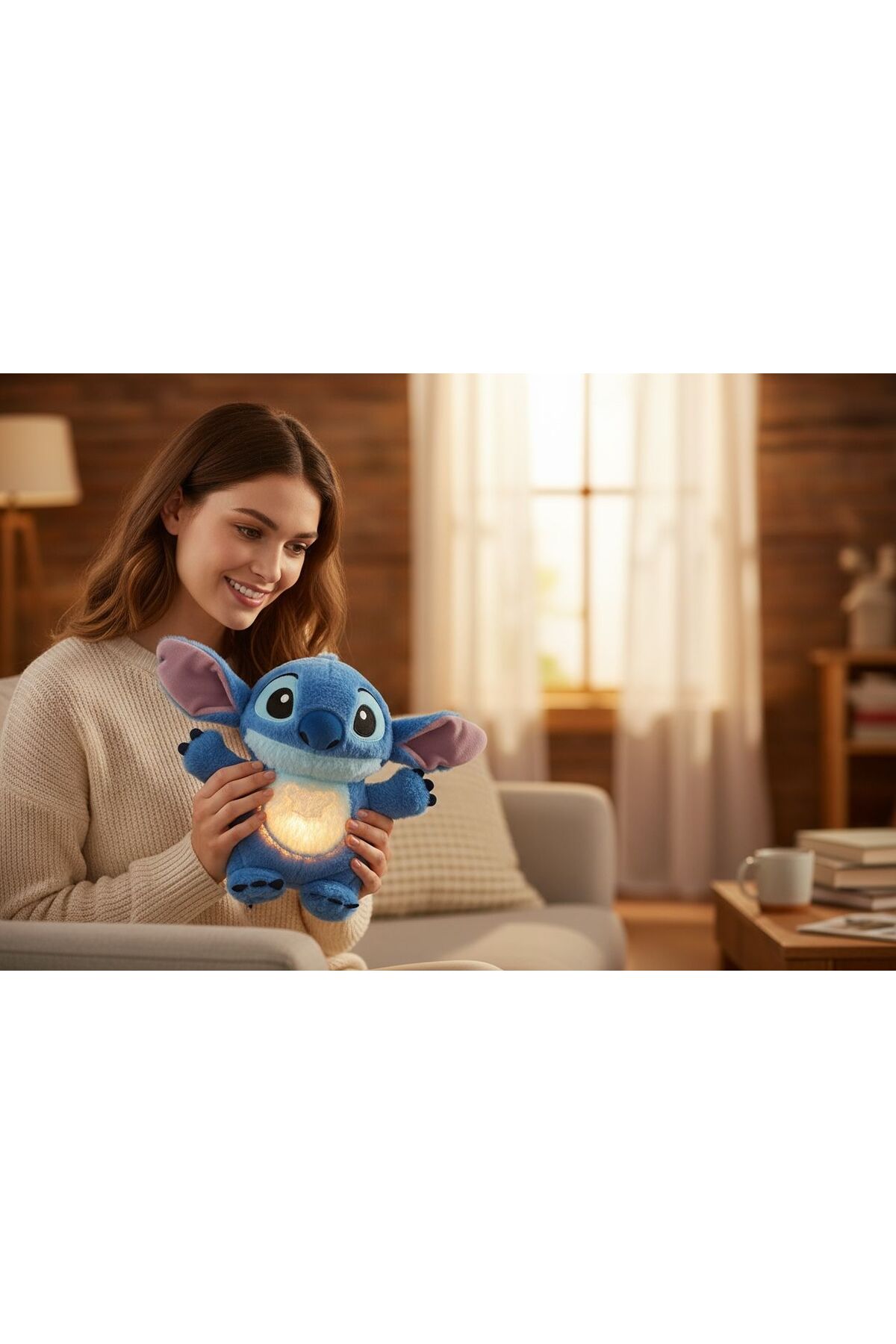 onestophube Stitch Nefes Alan Peluş Premium Kumaşlı 3 Fonksiyonel Işıklı & Müzikli Hareket Eden Kulaklar 30 Cm fotoğrafı 4 (önizleme)
