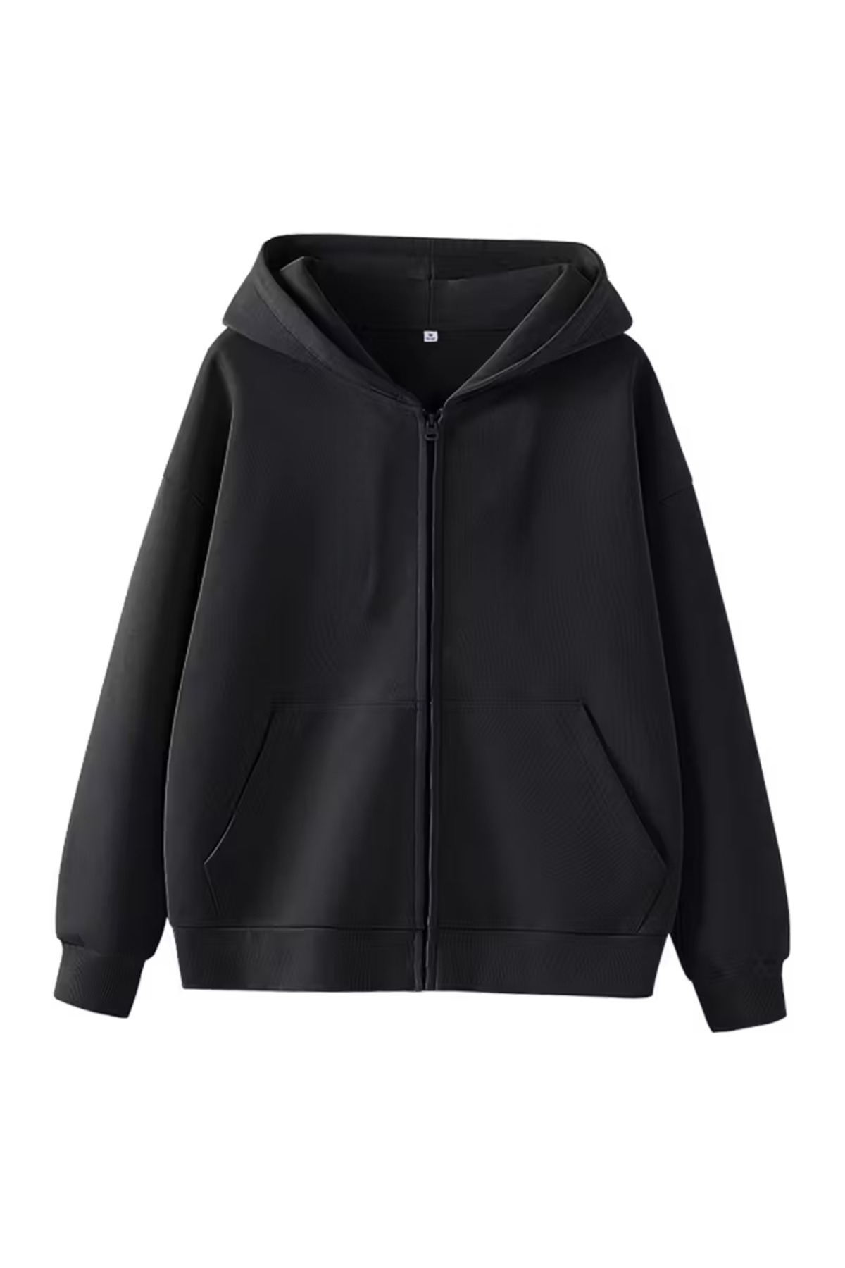 Karatopak  Unisex Kanguru Cepli Oversize Kapüşonlu Fermuarlı Sweatshirt / Hırka - Görsel 2