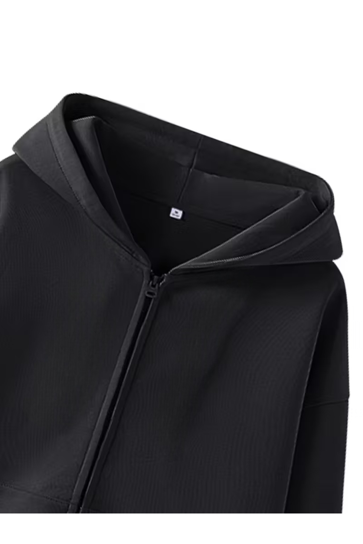 Karatopak  Unisex Kanguru Cepli Oversize Kapüşonlu Fermuarlı Sweatshirt / Hırka - Görsel 3