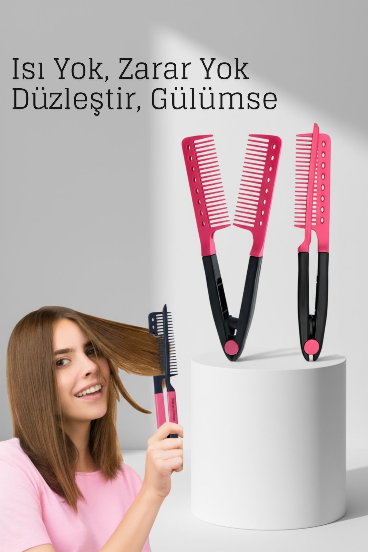 Transformacion Manuel V Tipi Keratin Saç Düzleştirici – Isısız, Taraklı Saç Maşası Pratik ve Taşınabilir 722360