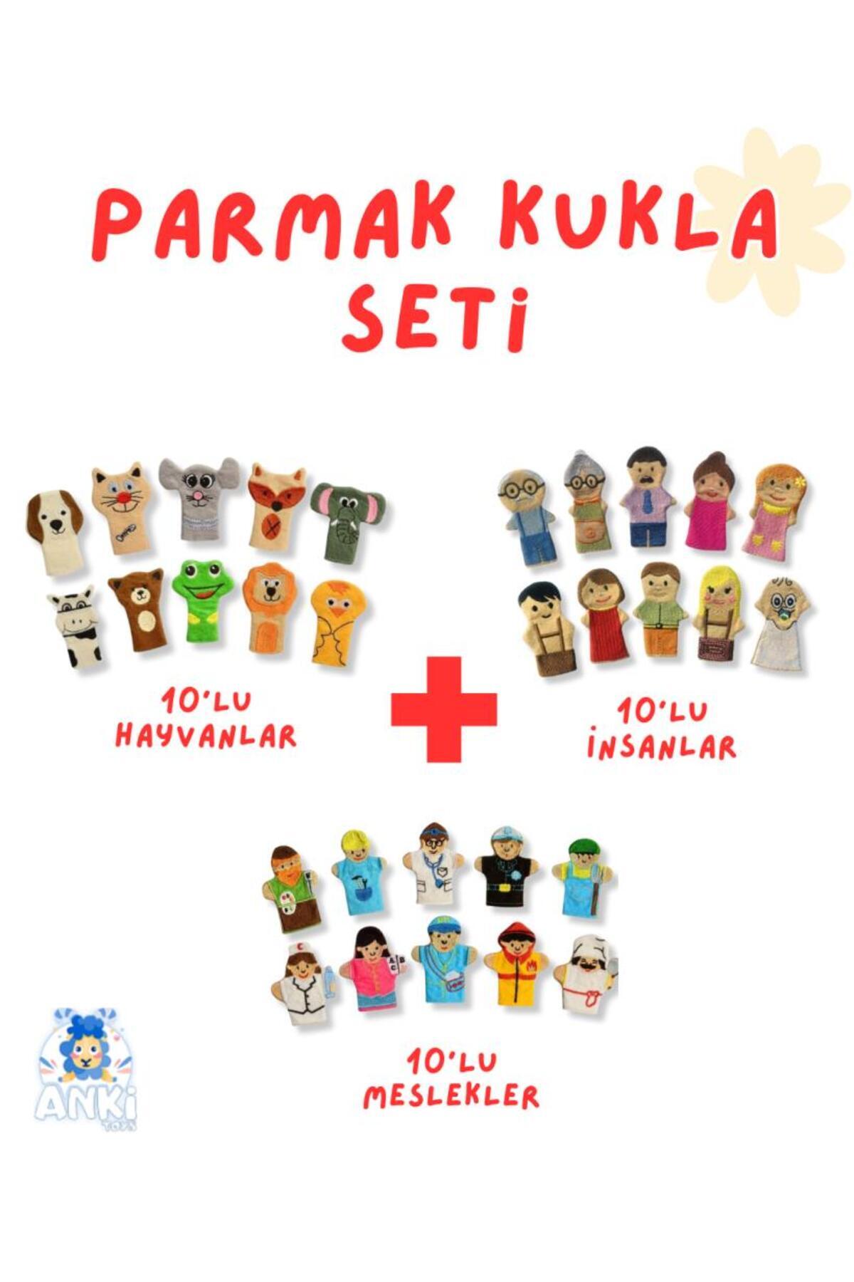 AnkiToys 30'lu Parmak Kukla Seti: Hayvanlar, İnsanlar ve Meslekler