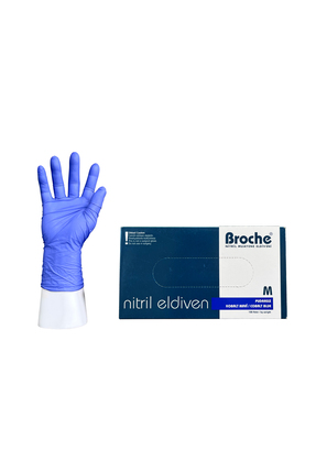 Broche TEK KULLANIMLIK PUDRASIZ NİTRİL ELDİVEN M BEDEN KOBALT MAVİ 100'LÜ