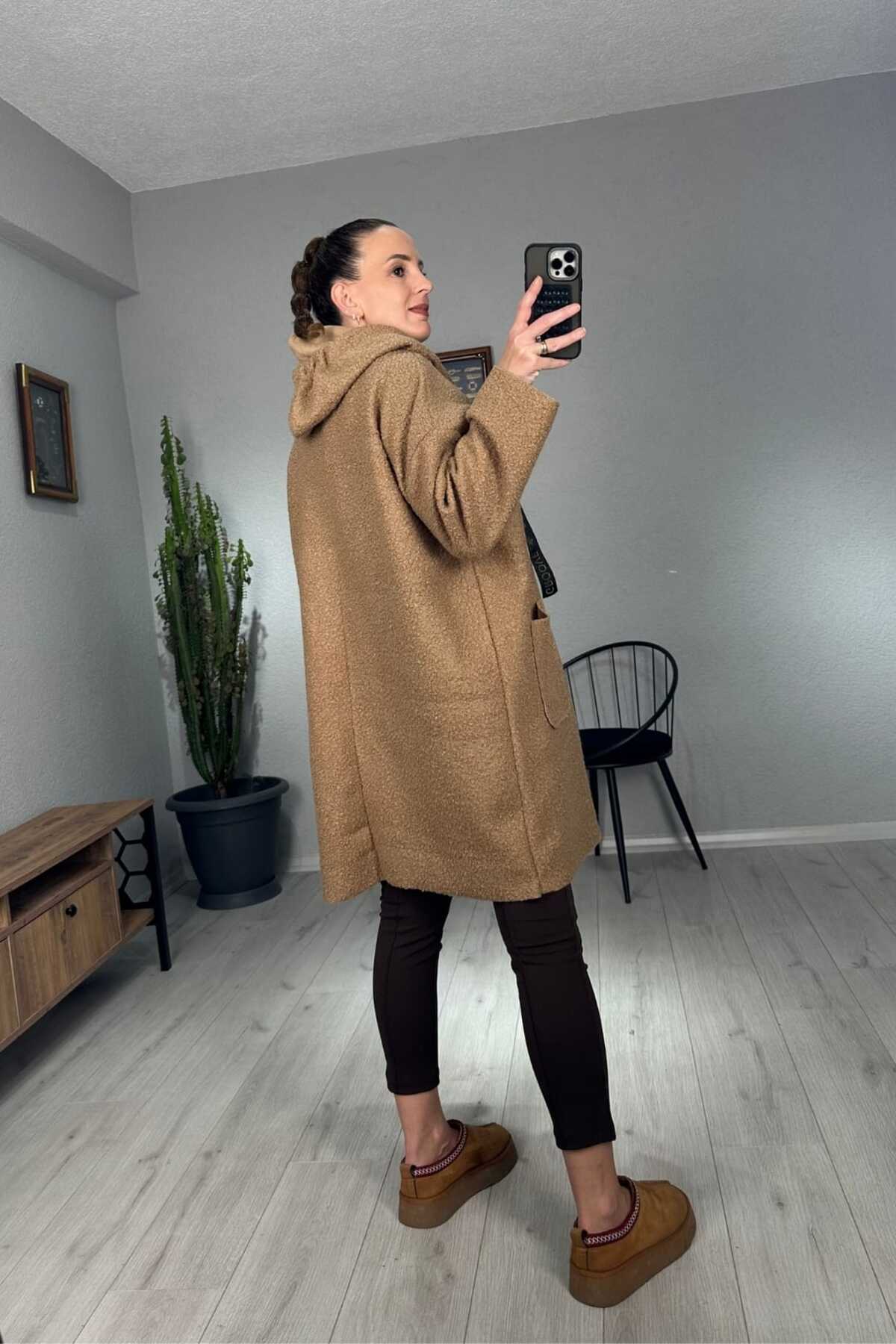 lady special  ZRA Buklet Uzun Fermuarlı Kaban - Görsel 8