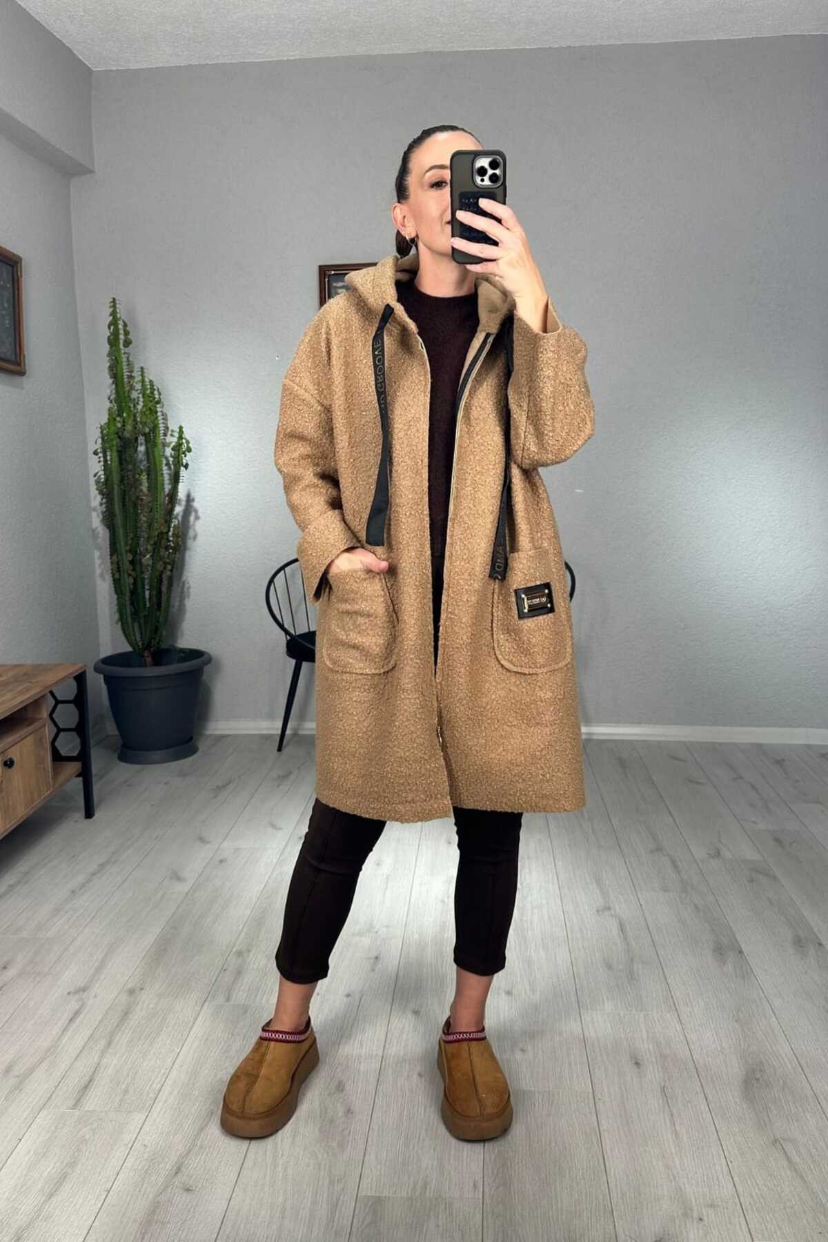 lady special  ZRA Buklet Uzun Fermuarlı Kaban - Görsel 4