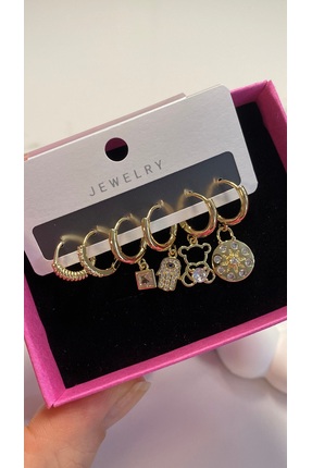 JEWELRY Çelik Gold Altılı Set Küpe