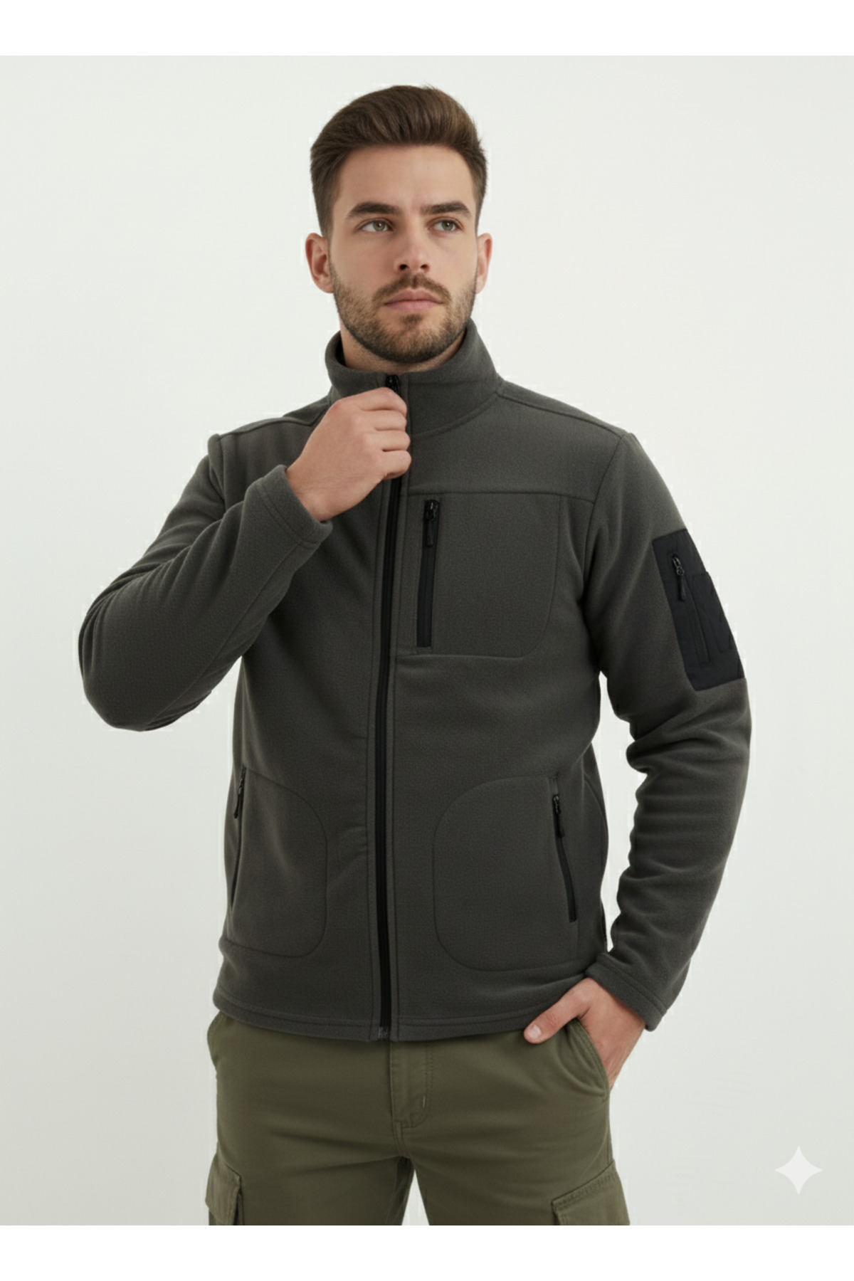 OXVİN  Anti Peeling Softshell Basic Polar Ceket Fleto 4 Cepli Tam Fermuarlı (Tüylenme Yapmaz) - Görsel 3