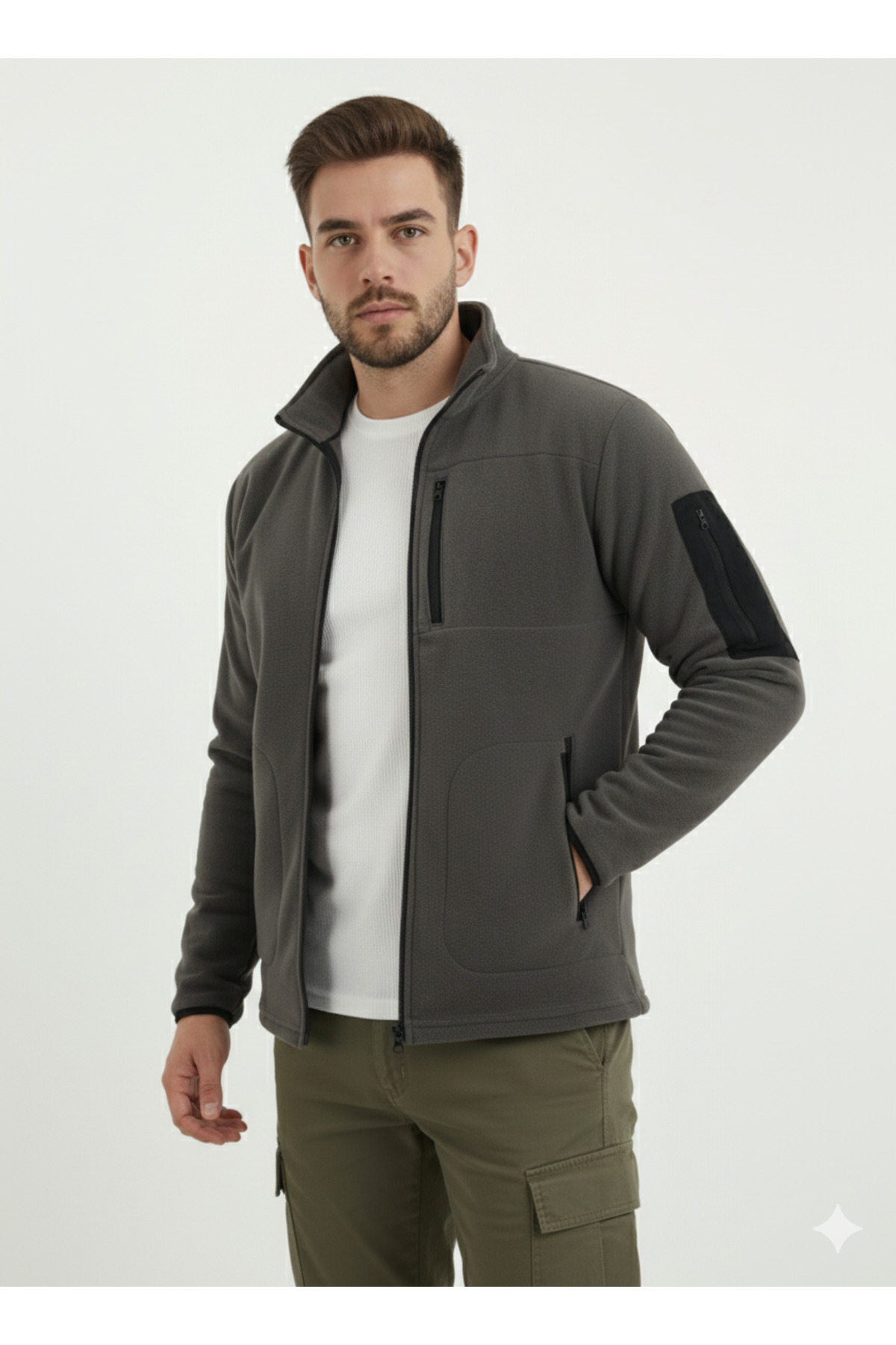 OXVİN  Anti Peeling Softshell Basic Polar Ceket Fleto 4 Cepli Tam Fermuarlı (Tüylenme Yapmaz) - Görsel 4