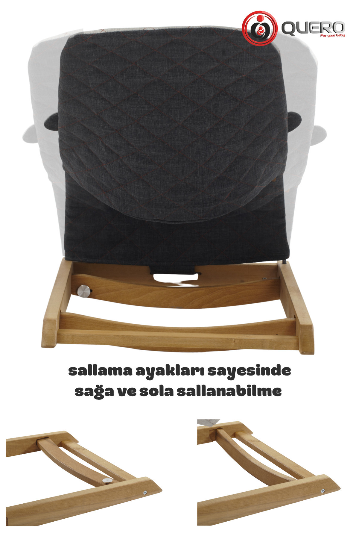Quero Anka Ahşap Çift Sallanır Ana Kucağı, Yaylanır Ana Kucağı, Çift Yönlü Kumaş Kullanımı, Sabitlenir. fotoğrafı 4 (önizleme)