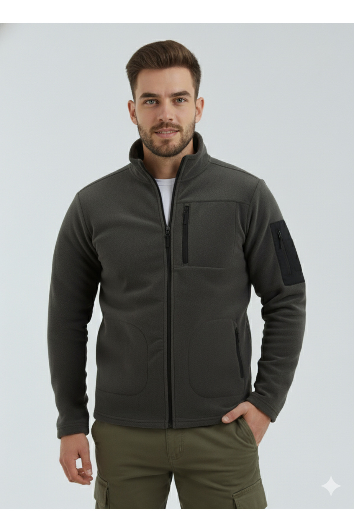 OXVİN  Anti Peeling Softshell Basic Polar Ceket Fleto 4 Cepli Tam Fermuarlı (Tüylenme Yapmaz)