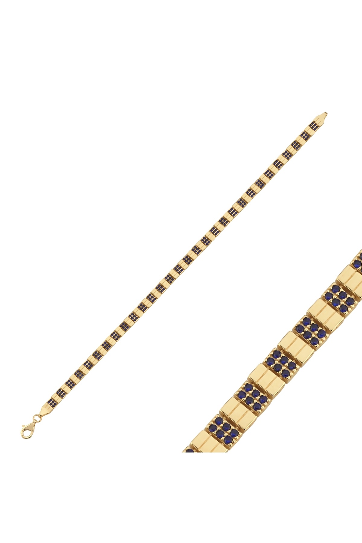 Aypa Mücevher 14 Ayar Mavi Taşlı Kare Bileklik