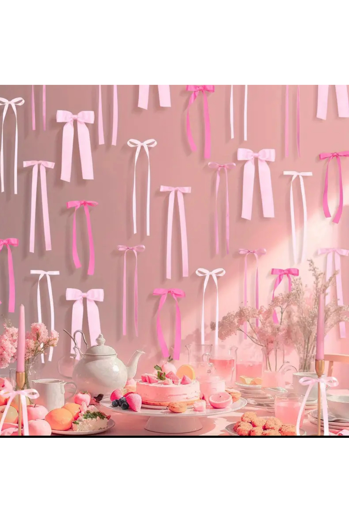 edalle 20 Adet Hazır Fiyonk Pembe, Fuşya,Krem Paket Halinde Doğum Günü Pasta Süsleme