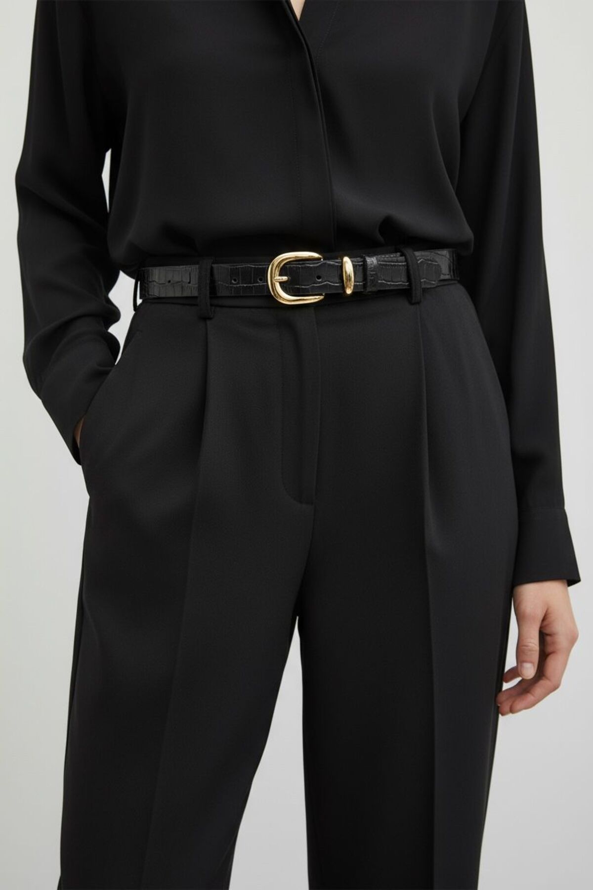 Kemerix  %100 Hakiki Deri Gold Tokalı Kroko Desenli 3 cm kadın kemer - Görsel 3