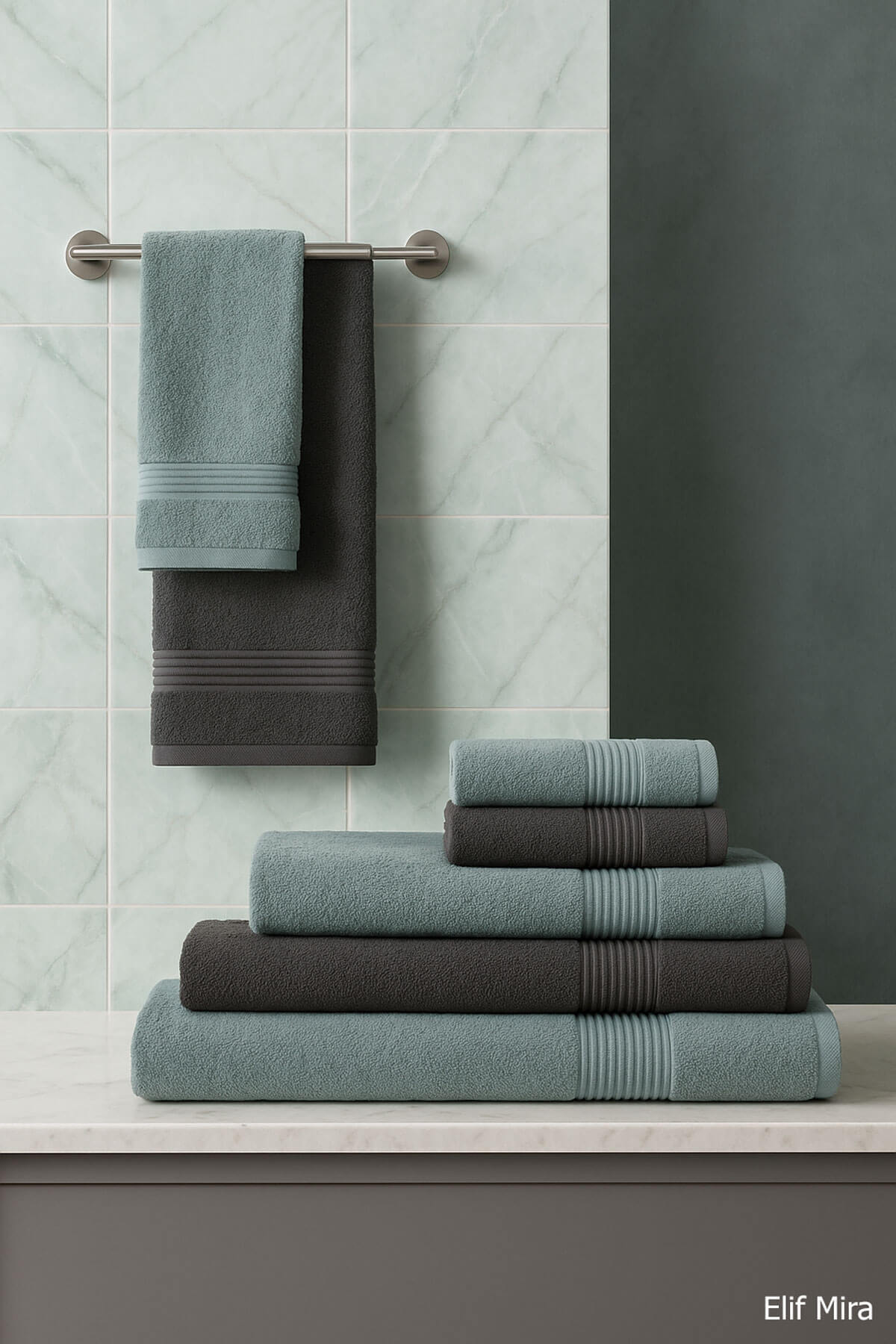 Elif Mira Набір з 6 рушників для ванної кімнати, 100% бавовна, 70x140 см, Serenio