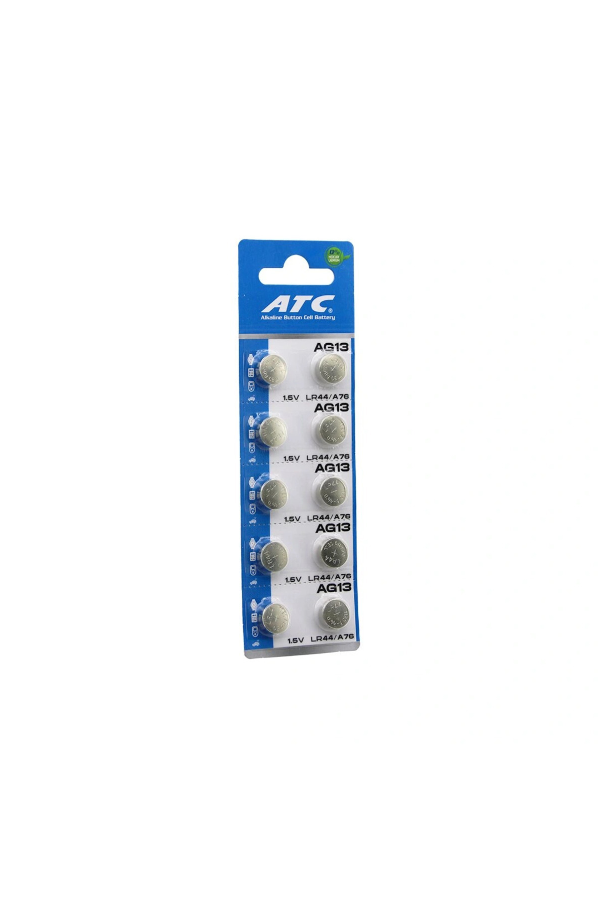 Genel Markalar İeg® Atc Alkaline Button Battery Ag13 Lr-44/A76 Düğme Pil Alkalin 1.5V 10Lu Kart (4887)