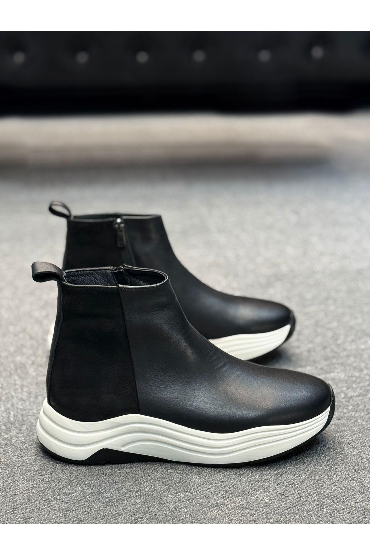 Avni Ceylan  Dese Tabanlı Sportive Comfort Siyah Deri Bot - Görsel 2