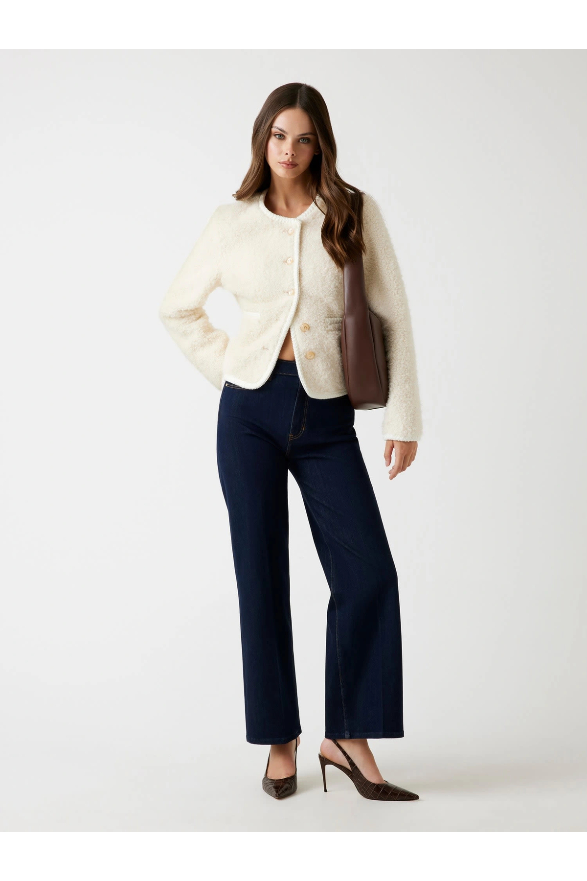 Guess  Ivana Kadın Beyaz Kürk W5BL69W3860-F0D9