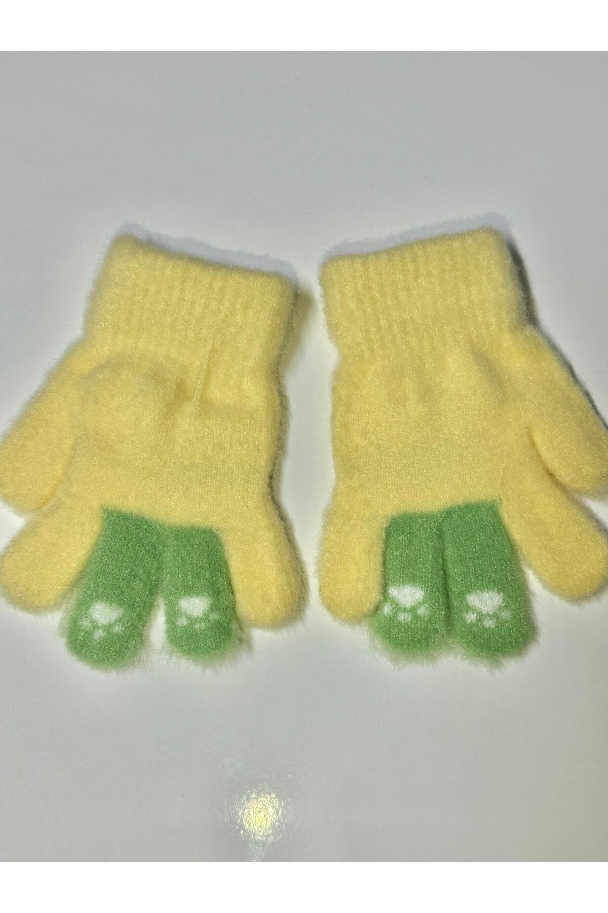 JHTshop kız çocuk Örme Jakarlı Sıcak Beş Parmak Eldiven Sevimli kucaklama Ayı nakışlı 4-8 yaş fotoğrafı 2 (önizleme)