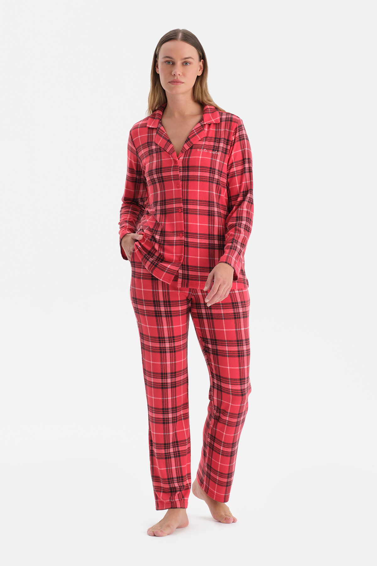 Dagi Pigiama Donna Flanella Termico Camicia E Pantaloni – Morbido Rosa