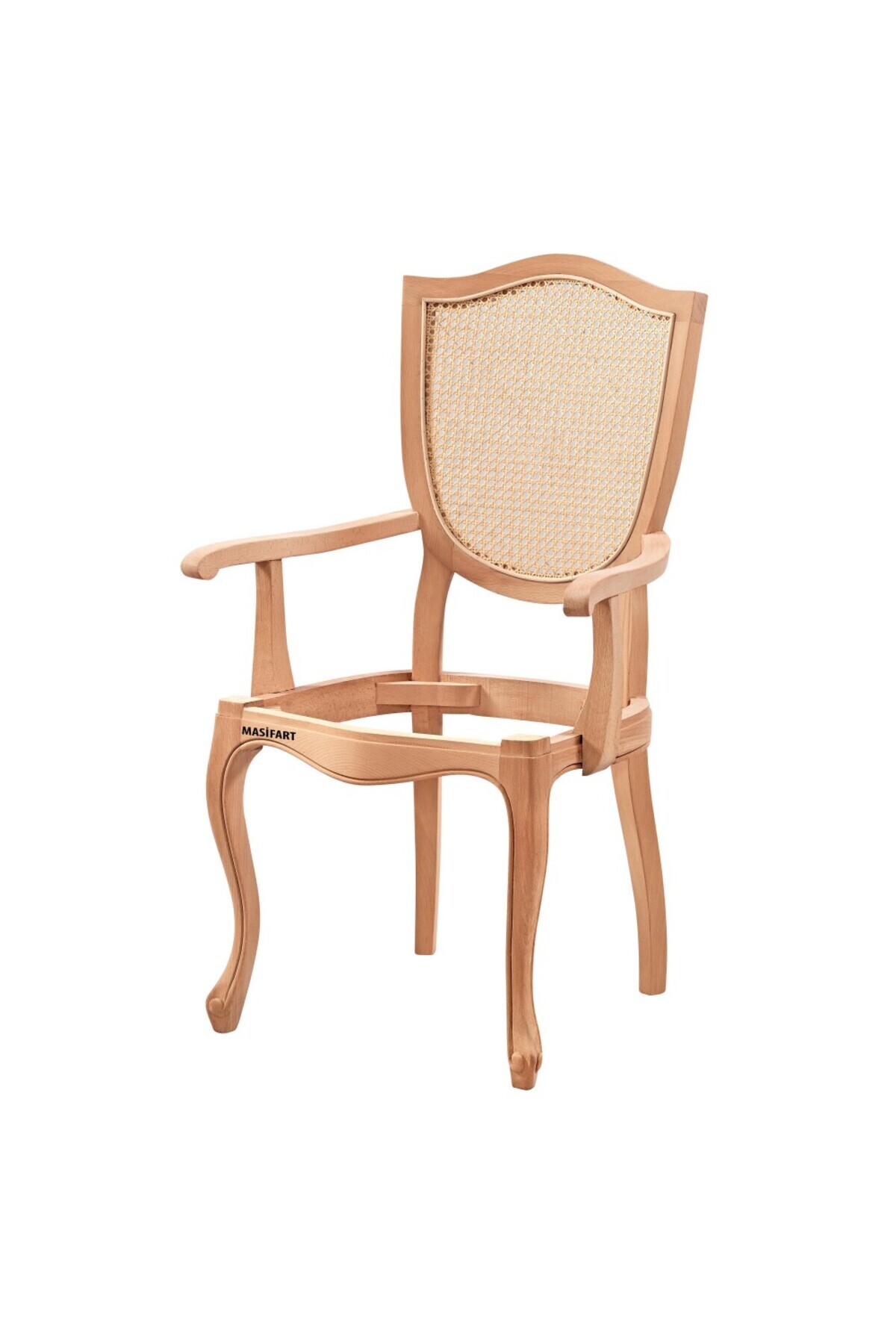 Masifart Natale Hasırlı Mega Kollu Sandalye Cilasız Ham