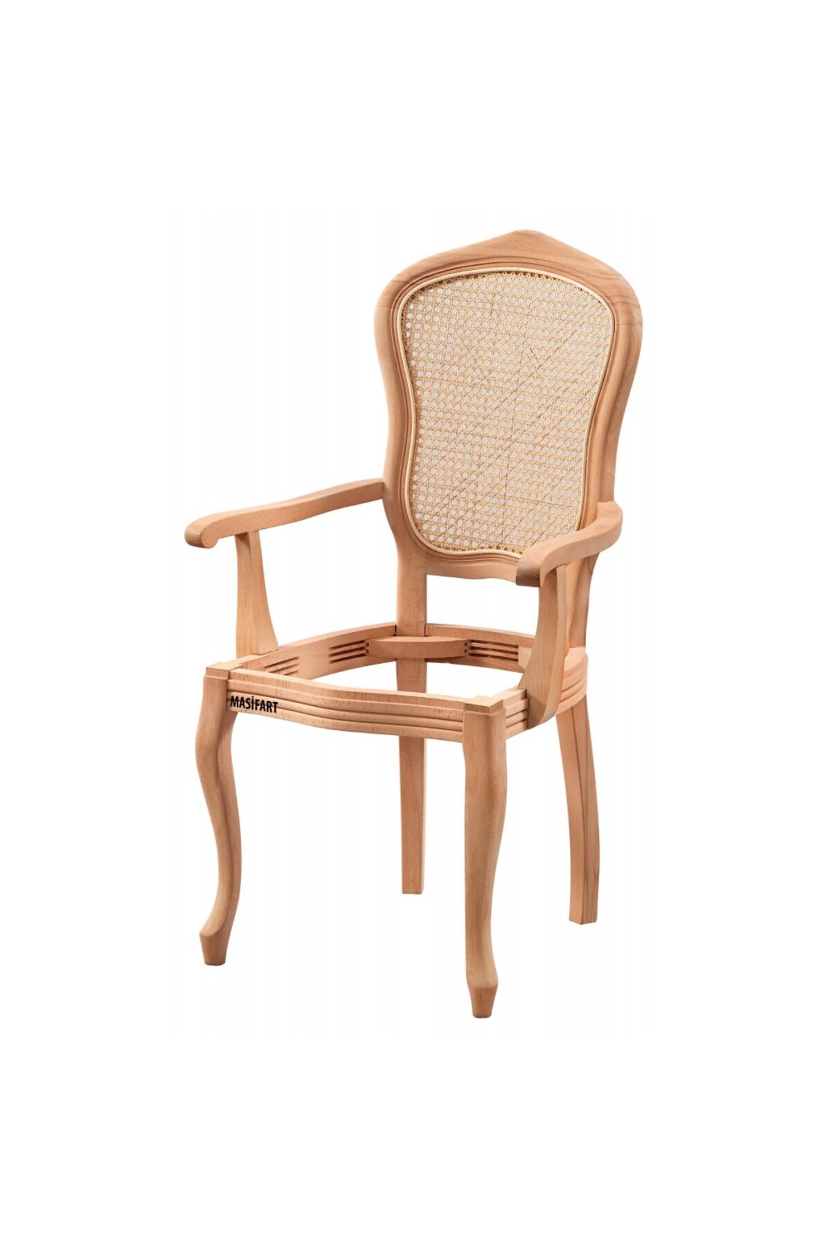 Masifart Florenc Hasırlı İtalyan Kollu Sandalye Cilasız Ham