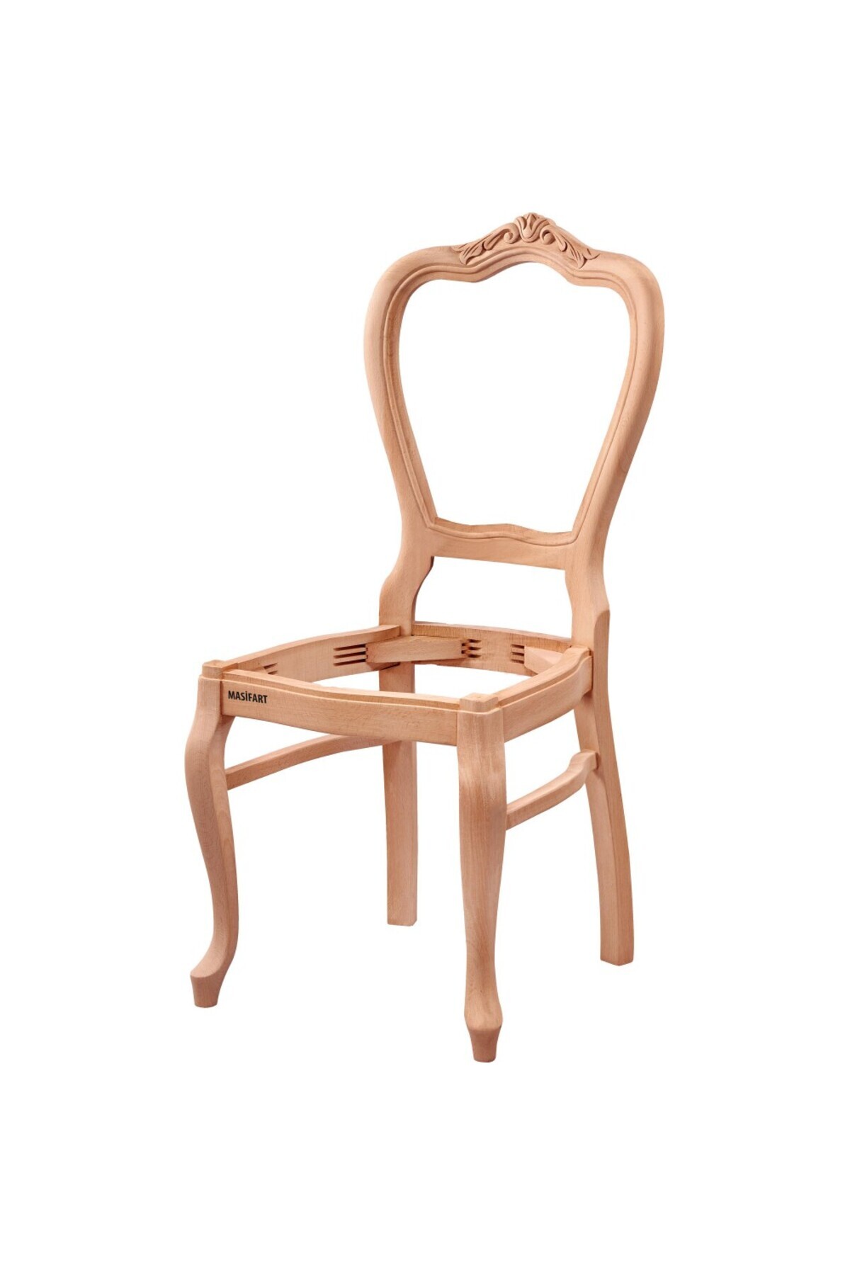 Masifart Solle Klasik Oymalı Sandalye Cilasız Ham