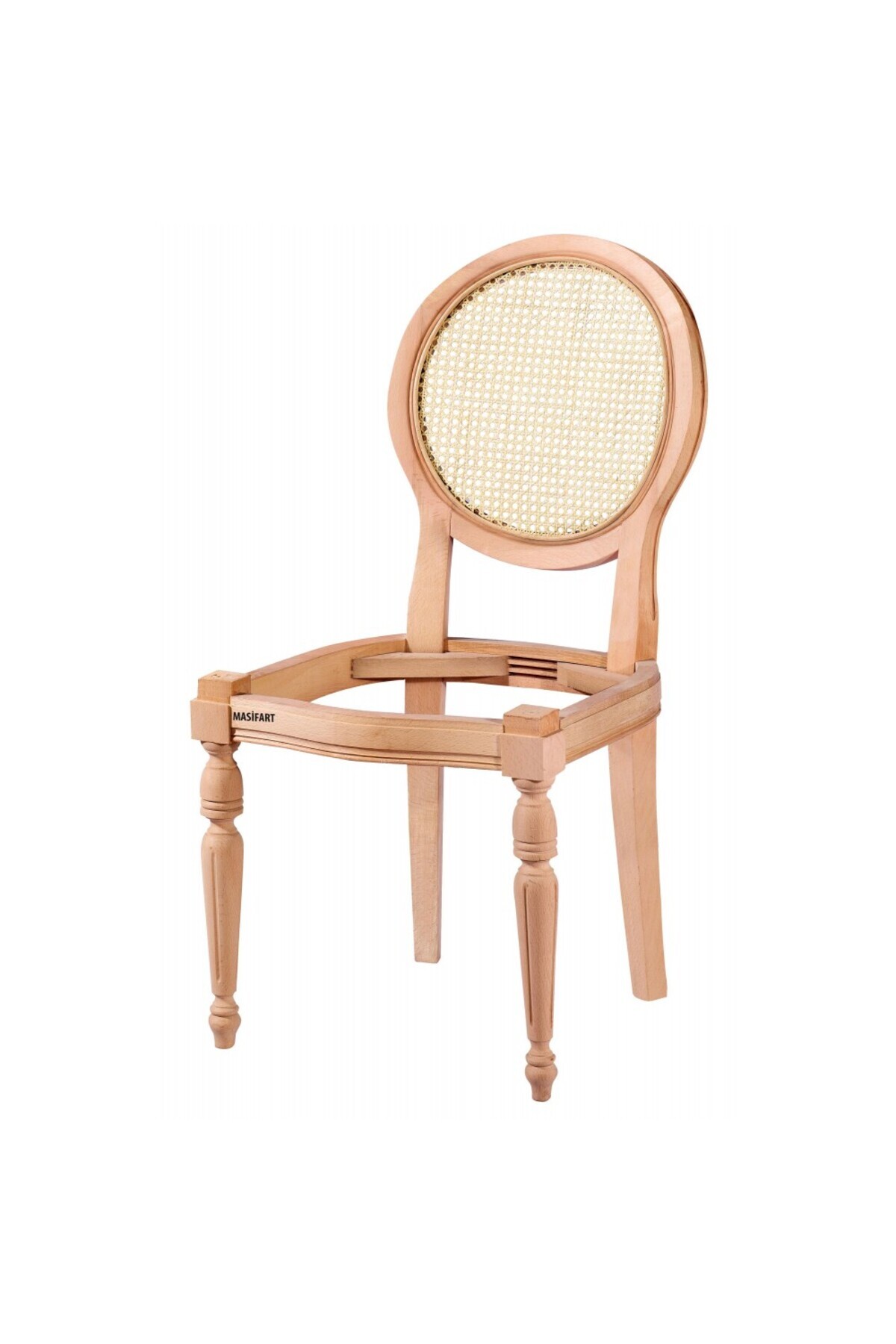 Masifart Allidah Hasırlı Yuvarlak Sandalye Cilasız Ham