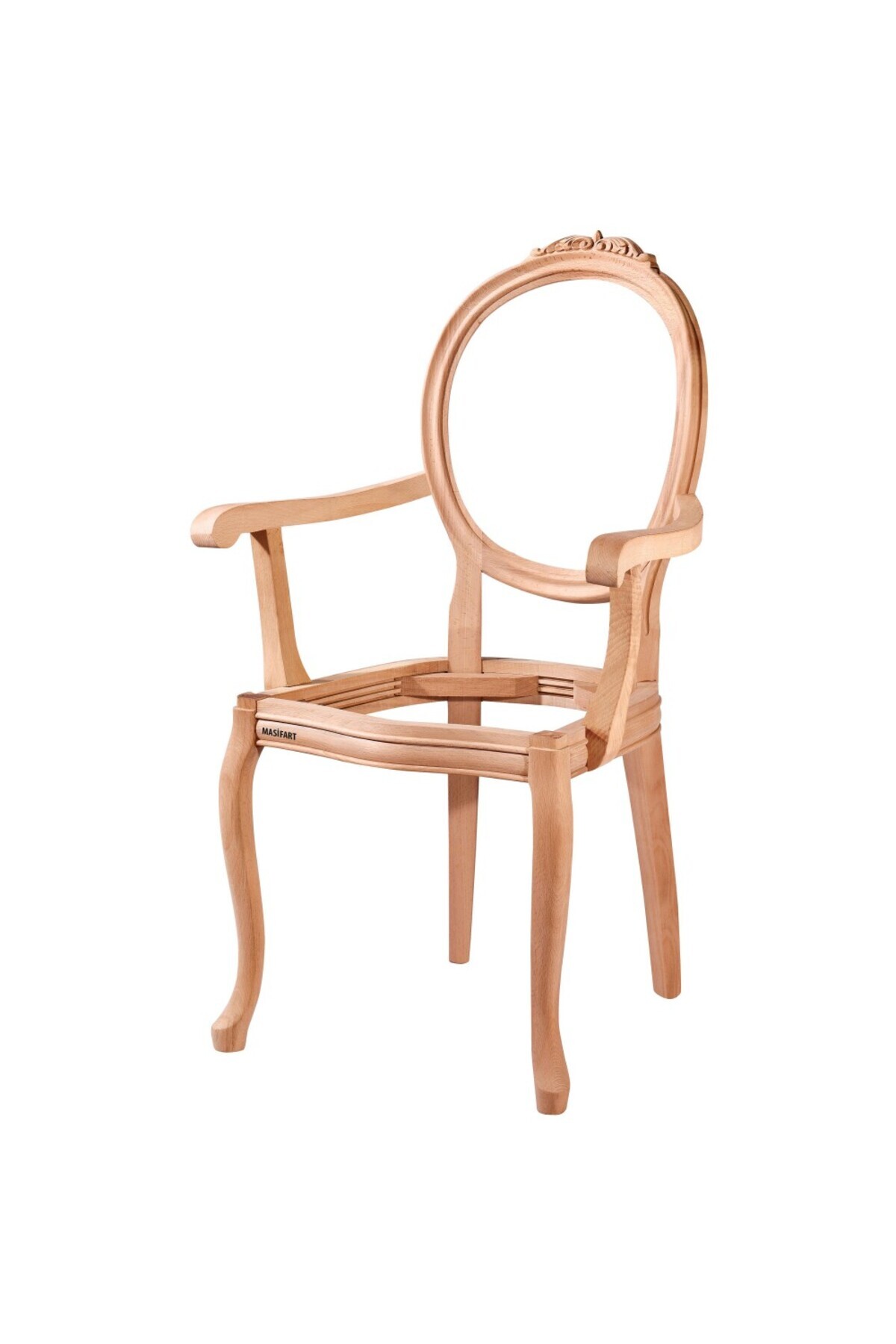 Masifart Florenti Madalyon Oymalı Kollu Sandalye Cilasız Ham