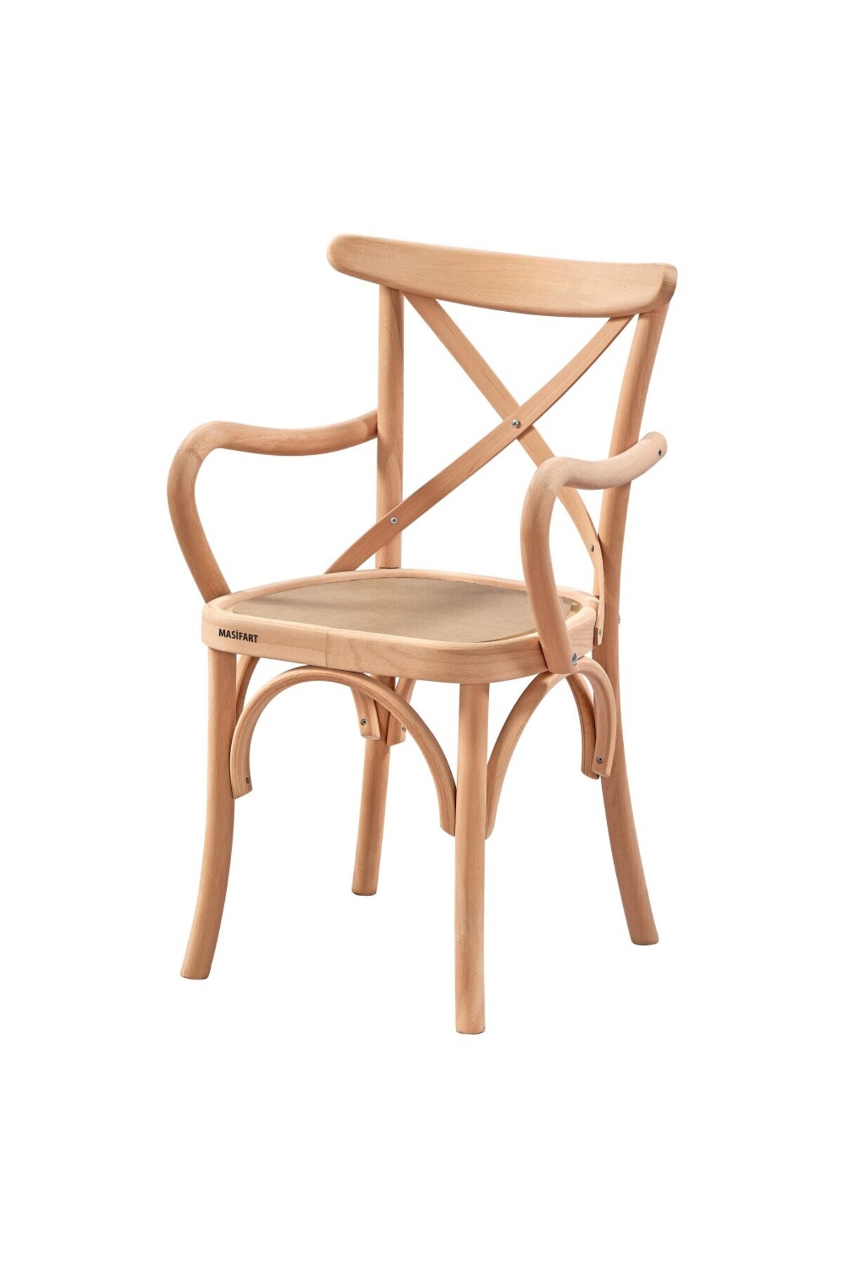 Masifart Titulus Tonet Çapraz Döşemeli Kollu Sandalye Cilasız Ham