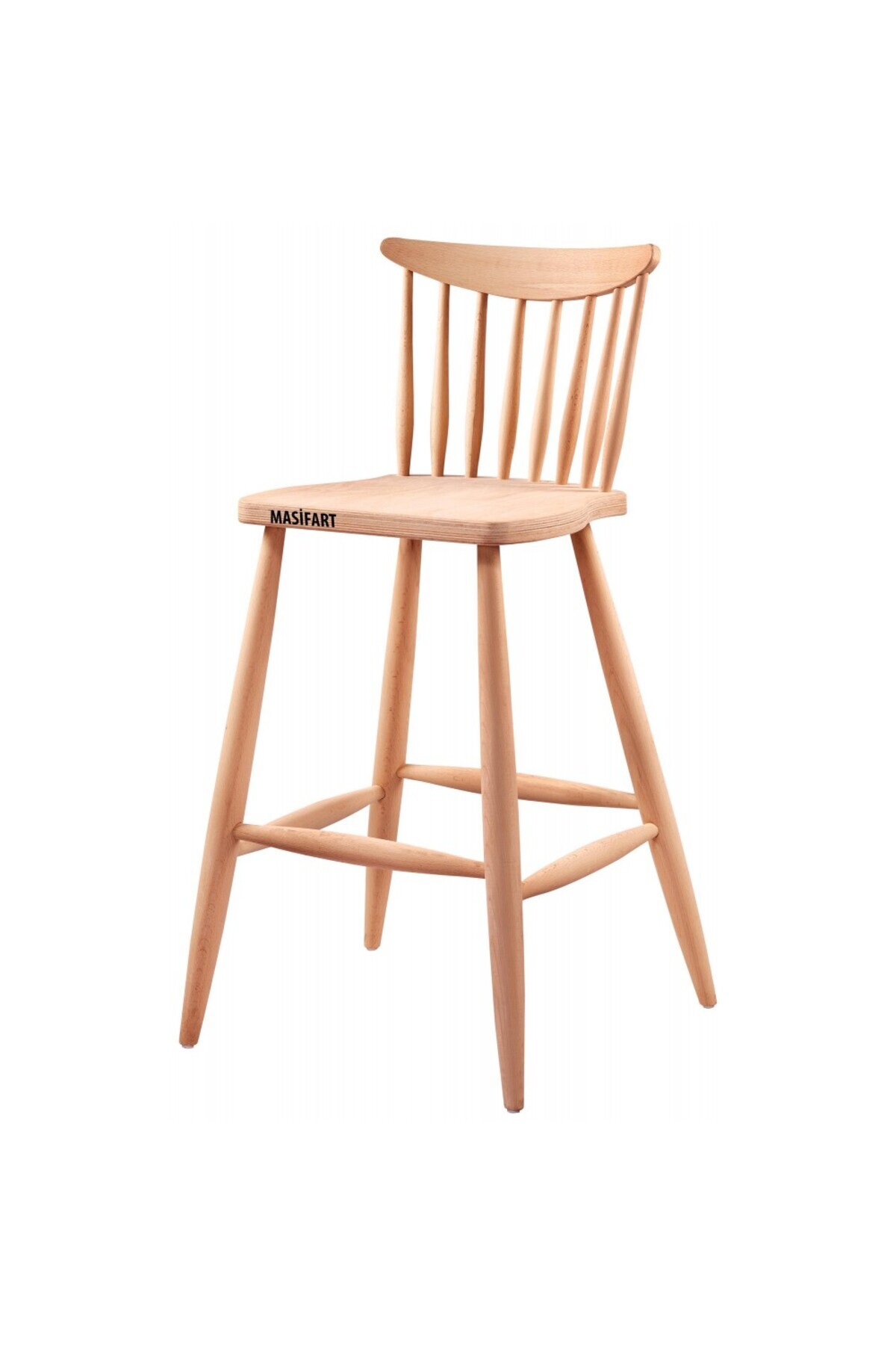 Masifart Remini Kırlangıç Bar Sandalyesi Cilasız Ham