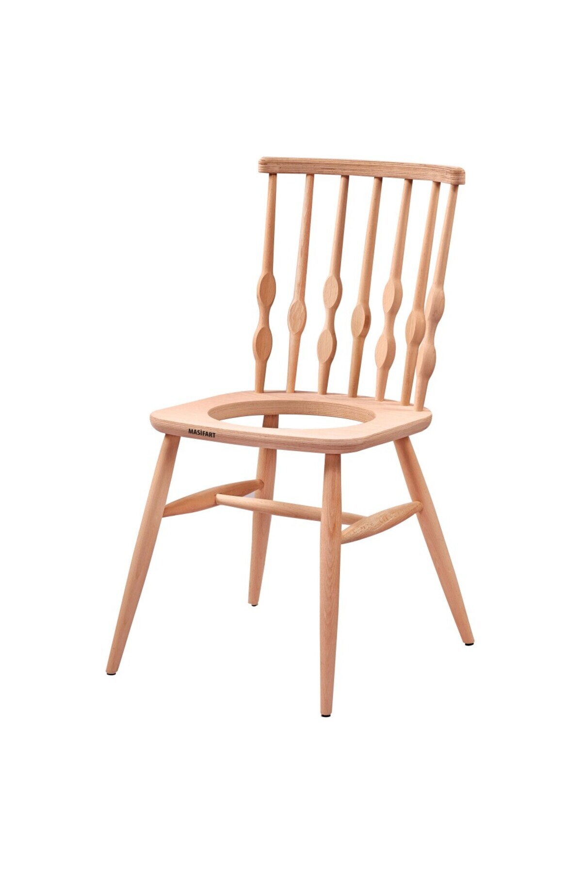 Masifart Allidiah Boncuk Döşemeli Sandalye Cilasız Ham