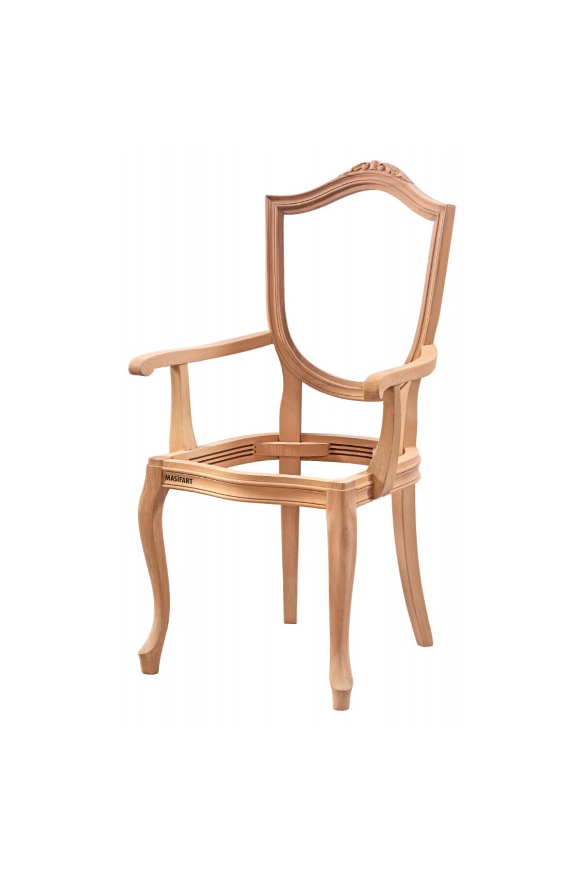 Masifart Dequan Kupa Oymalı Kollu Sandalye Cilasız Ham