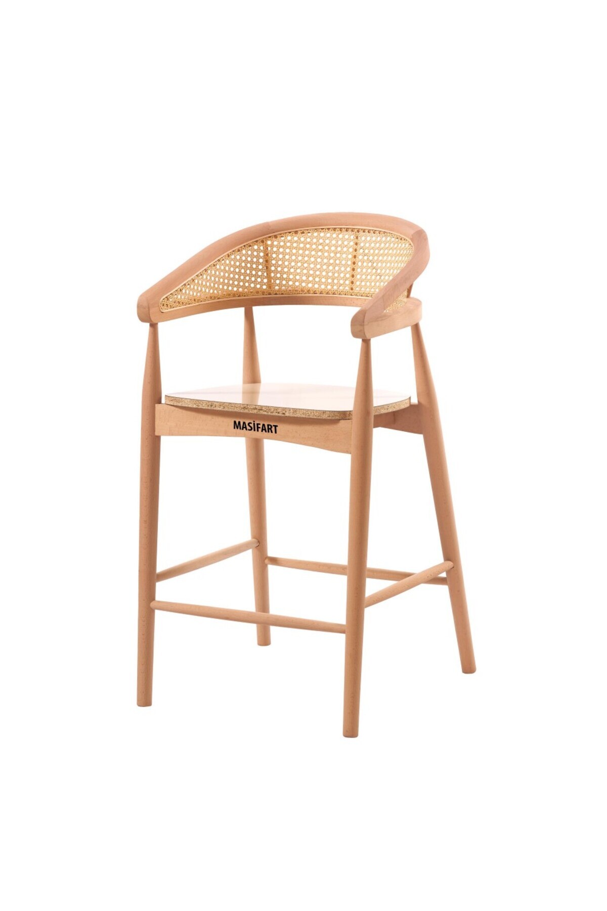 Masifart Gratus Hasırlı Gazel Bar Sandalyesi Cilasız Ham