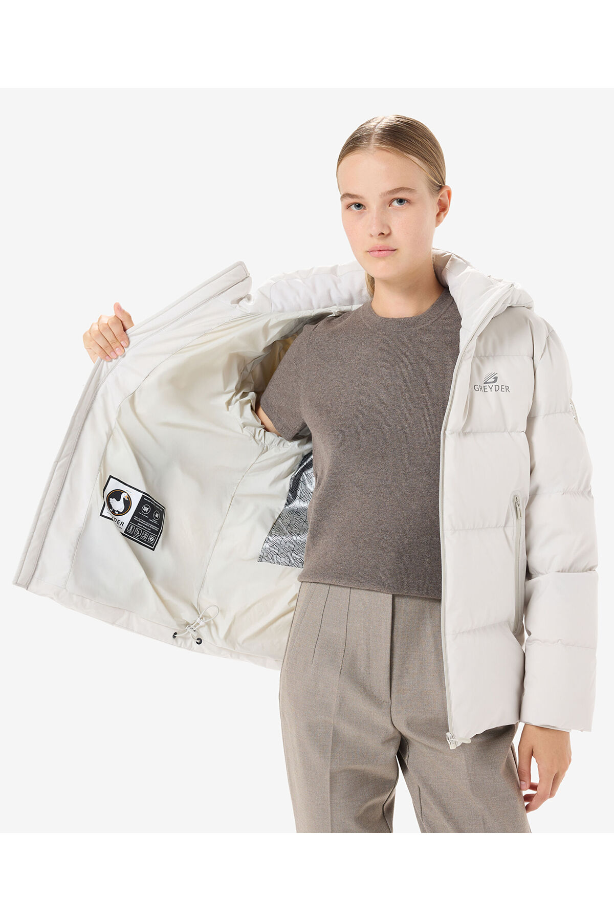 Greyder  Kadın Ekru Suya Dayanıklı Kaz Tüyü Mont 5K2TM84025 - Görsel 5