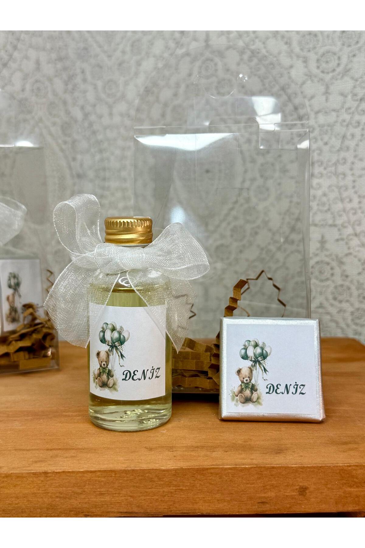 cacagift design Çantalı Çikolata ve Kolonya Setli Hediyelik 15 Adet (Bebek Doğum ve Doğum Günü) fotoğrafı 3 (önizleme)