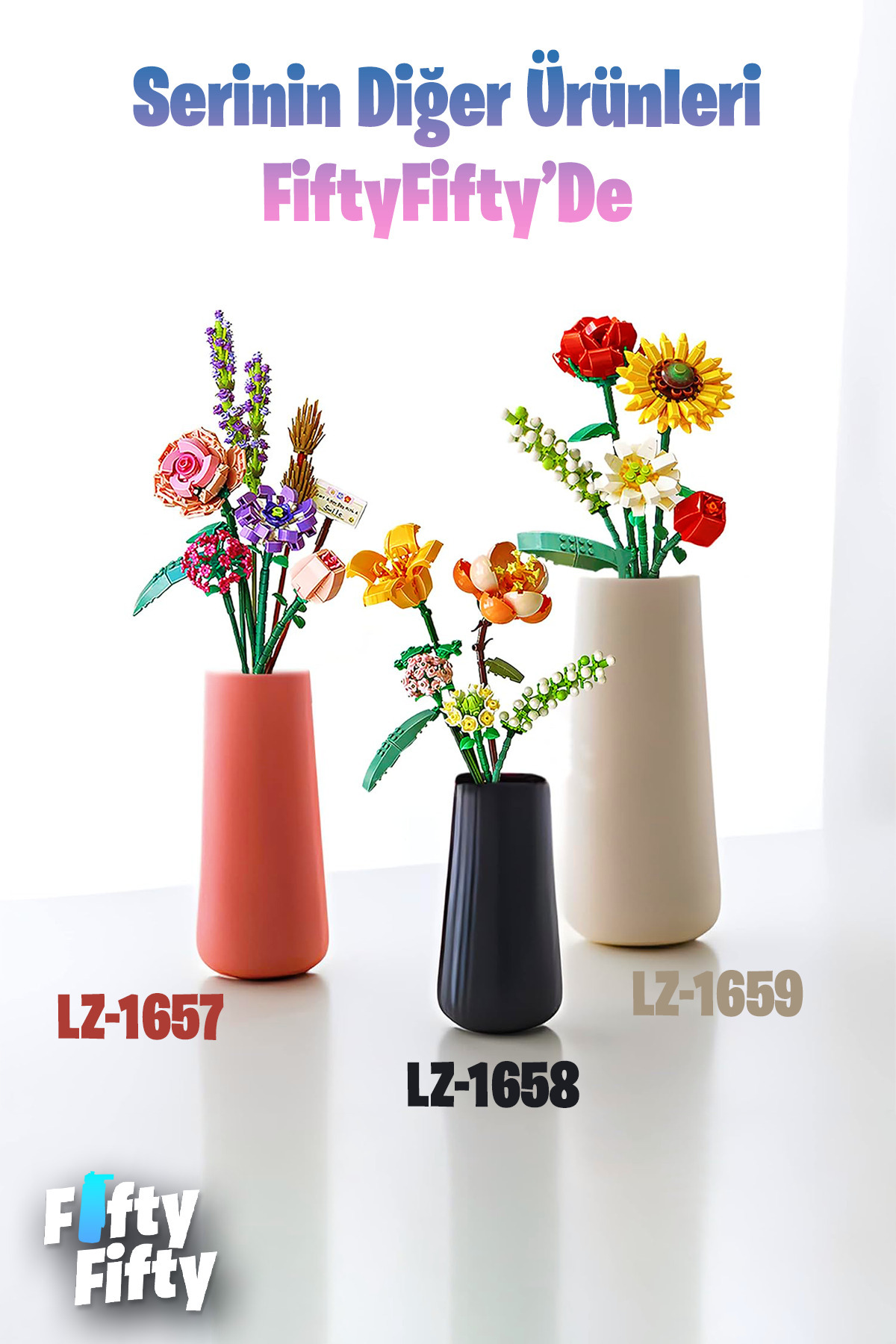 بسته گل تزئینی و کلکسیونی ۴۵۶ تکه، کیت ساخت مدل گل، FFLZ-1658