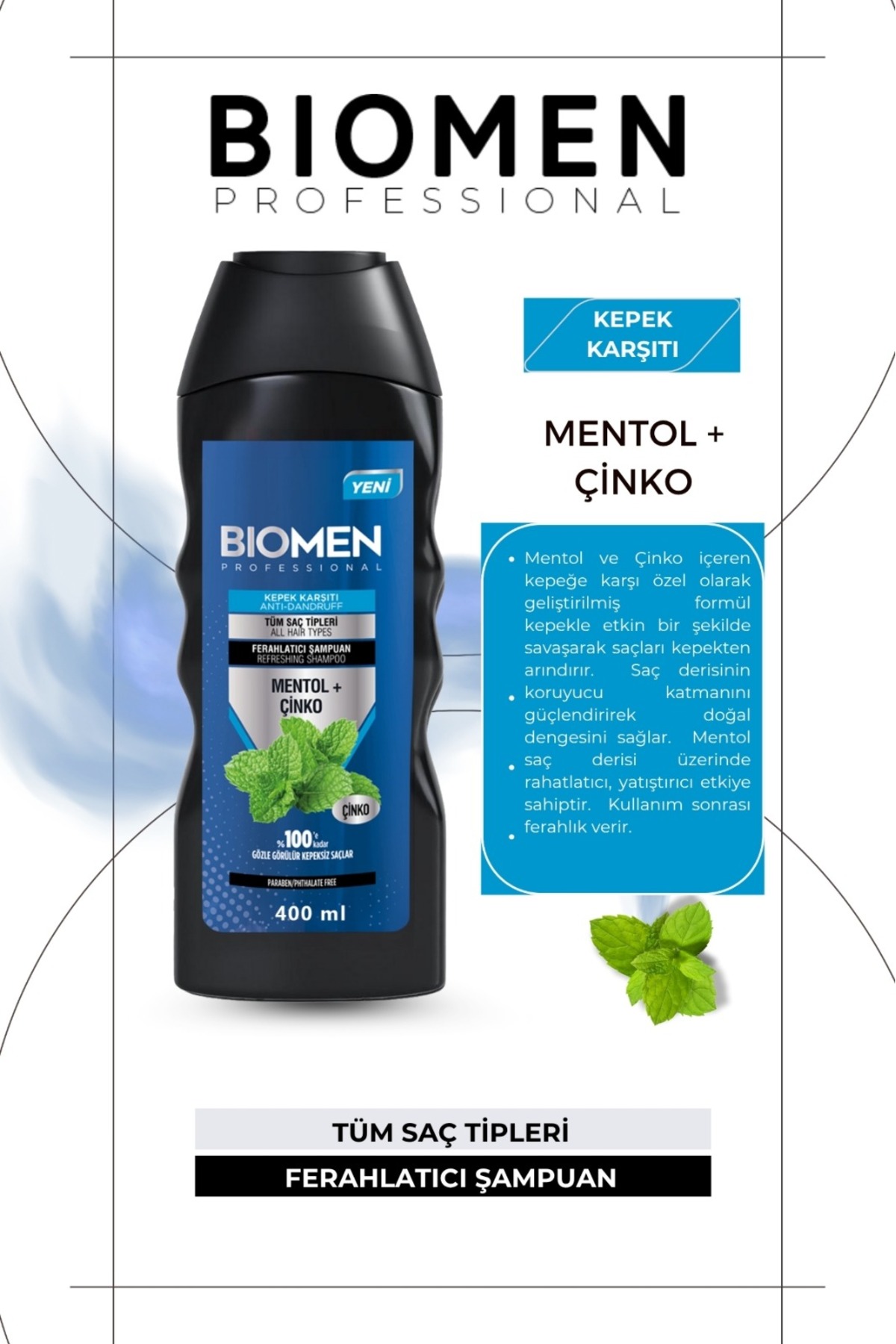 Professional Mentol&çinko Kepek Karşıtı Ferahlatıcı Şampuan 400 ml — OSVBİO400MENTOL — تصویر 2 از 3