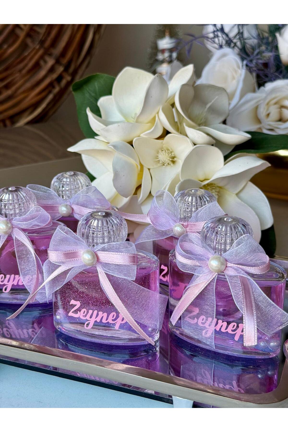 cacagift design Renkli Mevlid-Doğum Bebek kolonyası Cam İsimli 10lu Hediyelik Kolonya fotoğrafı 5 (önizleme)