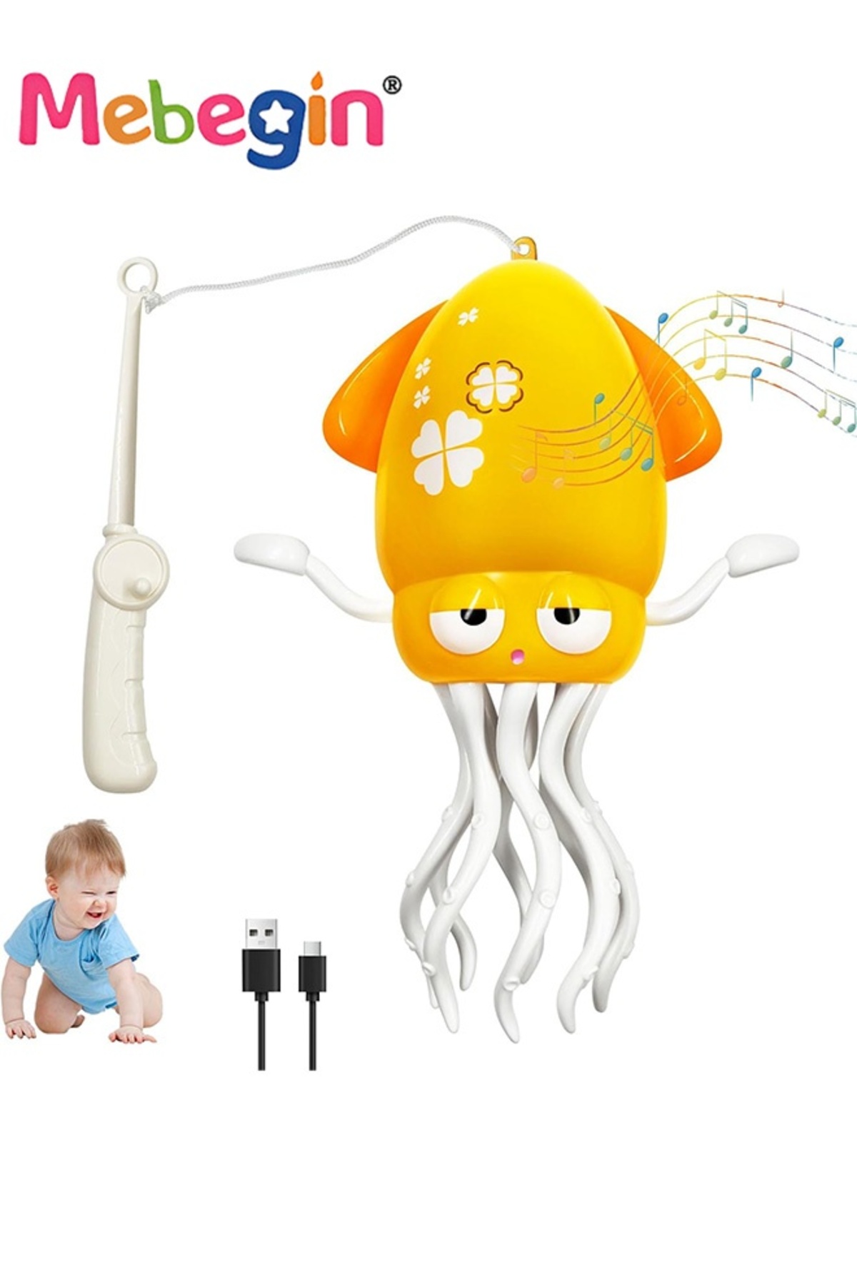 عروسک دریایی برق‌دنس اکتوپوس، اسباب‌بازی خودکار با قابلیت فرار، دارای چراغ LED و موسیقی، تعاملی