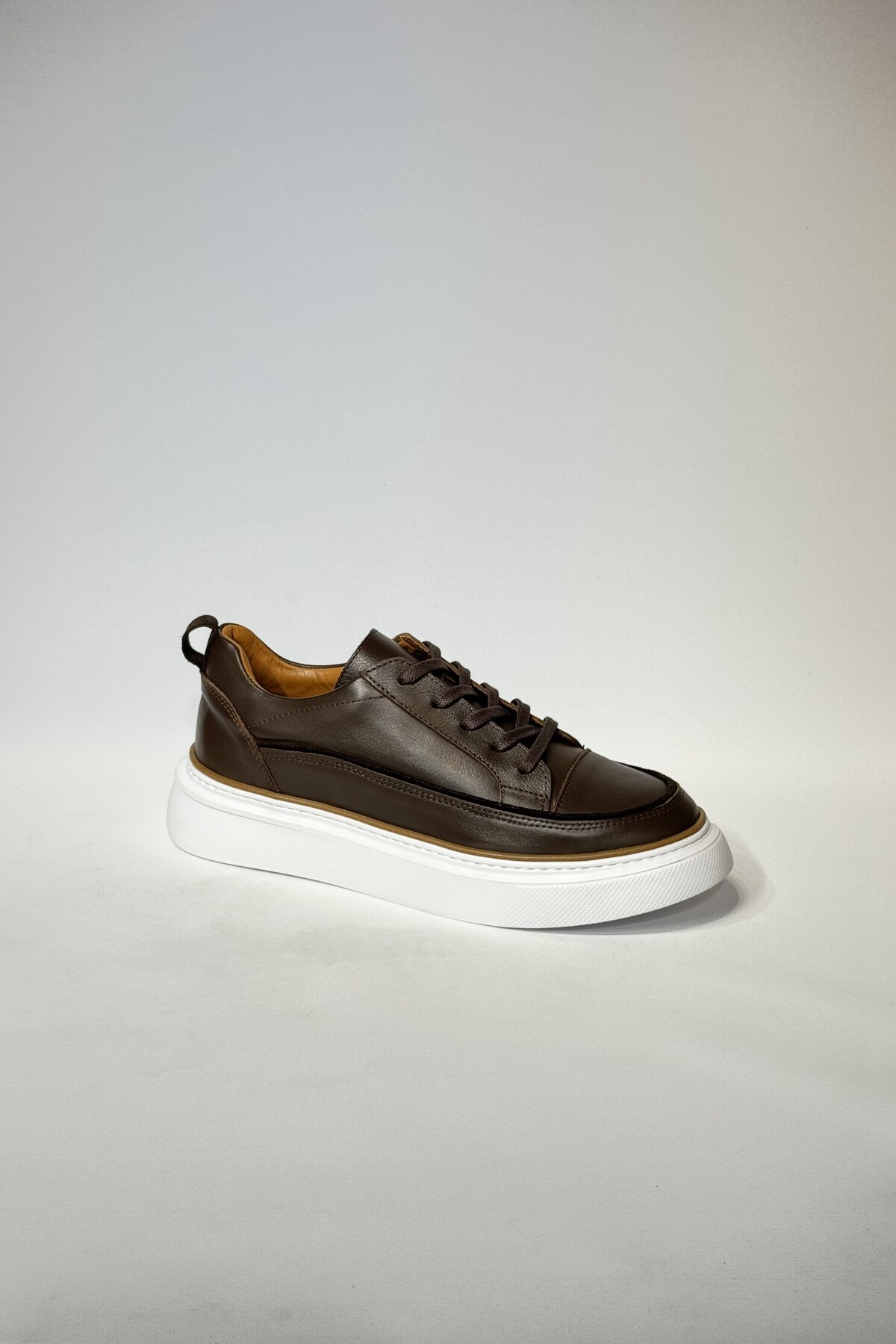 velravin  Marlon Erkek Hakiki Natural Deri Bağcıklı Kahverengi Casual Ayakkabı - Görsel 8