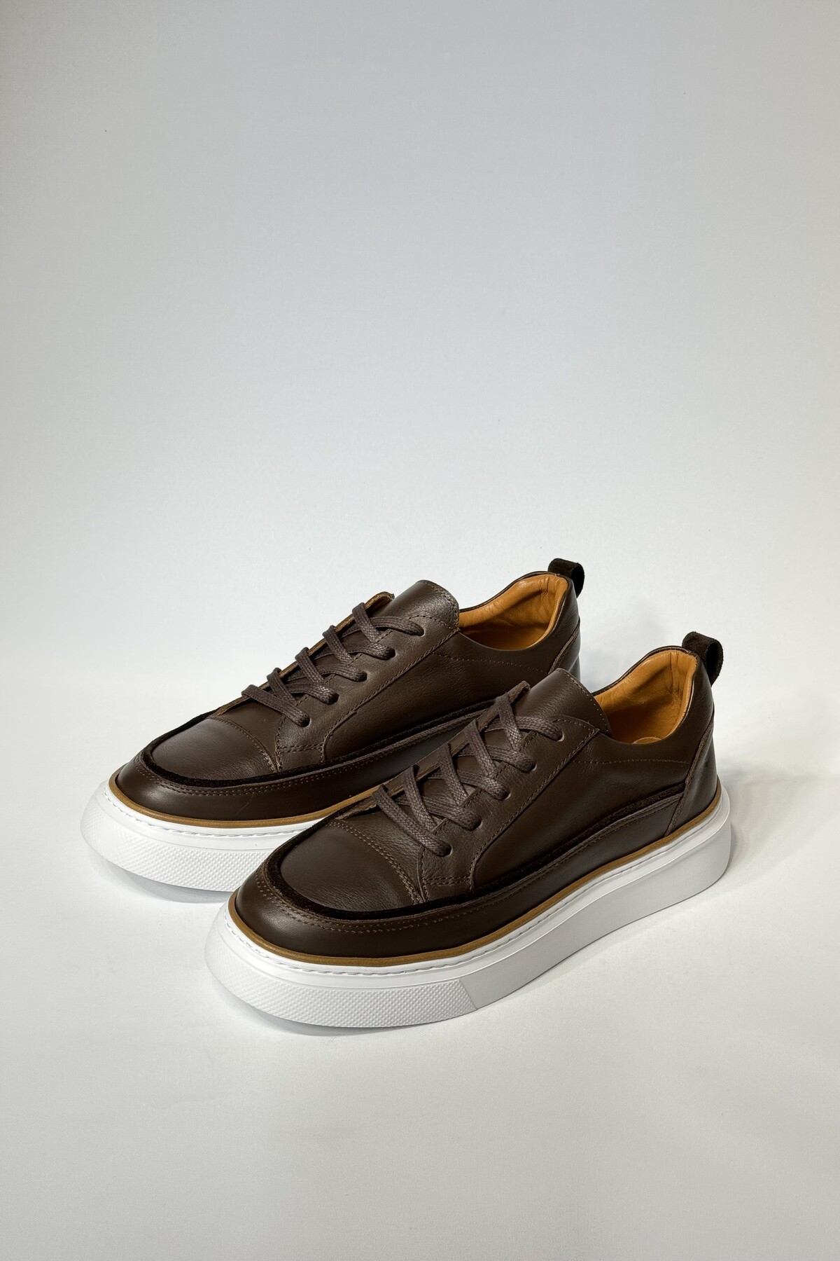 velravin  Marlon Erkek Hakiki Natural Deri Bağcıklı Kahverengi Casual Ayakkabı - Görsel 4