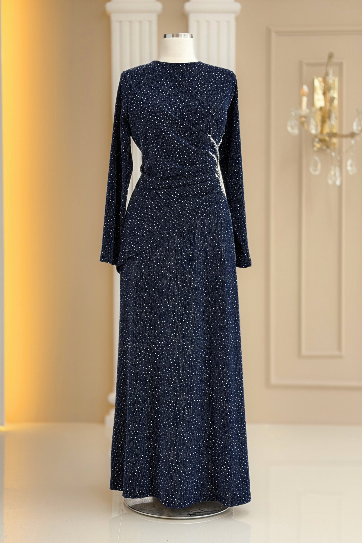 Amine Hüma Simge Abiye Elbise Lacivert