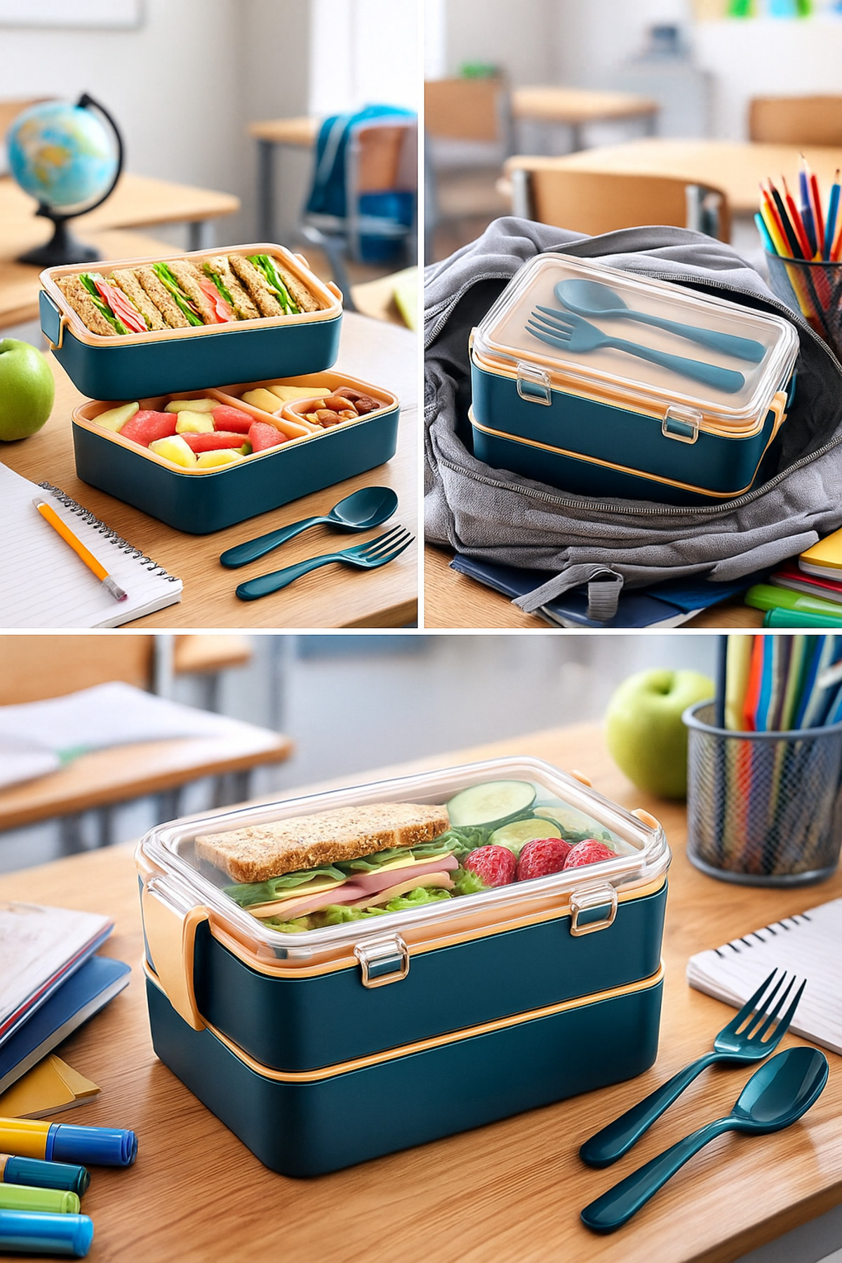 Sowo Home 2 Kat Yemek Saklama Kabı Beslenme Kutusu Seti Sporcu Diyet Öğrenci Fitness Okul Işyeri Sefer Tası