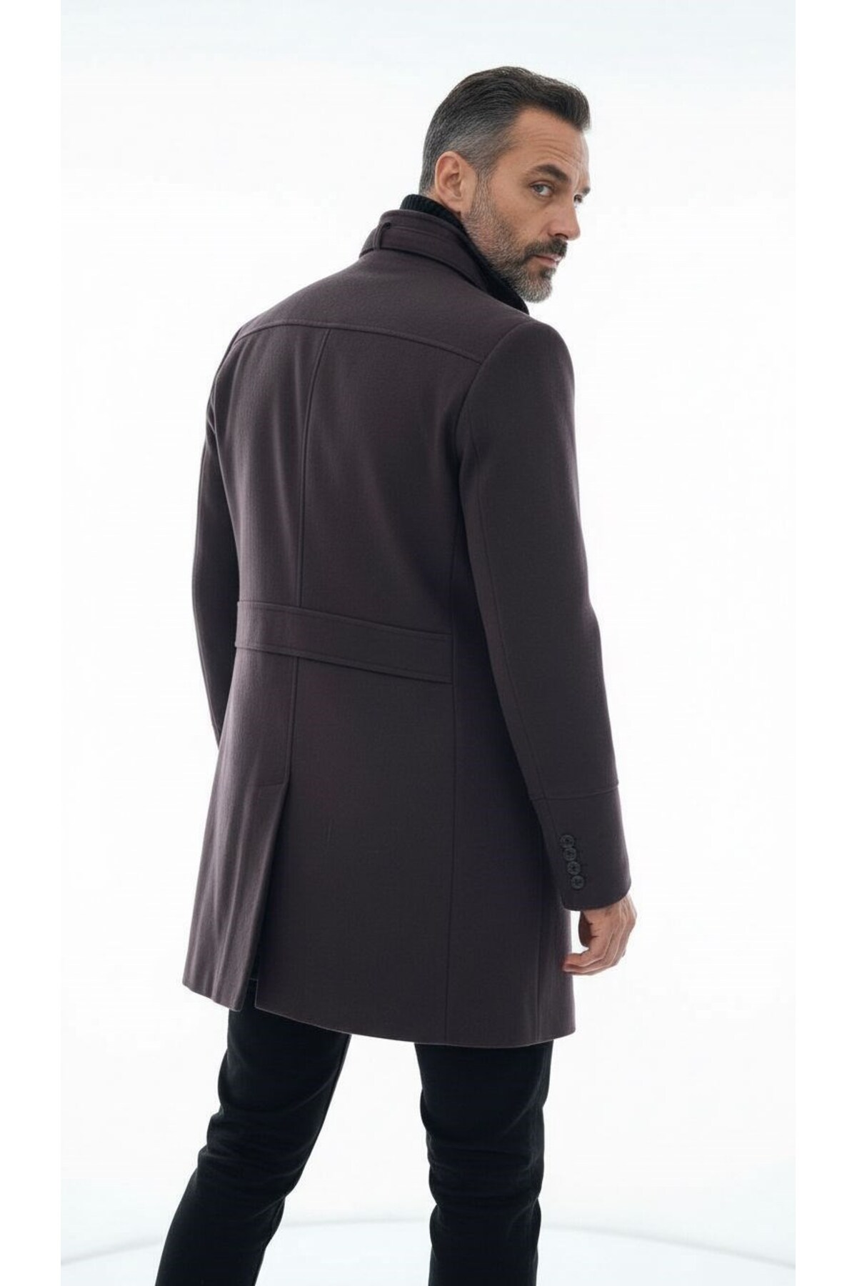 Plus Scorpion Erkek Slim Fit Kaşe Kaban, Çıkarılabilir Ribanalı Fermuarlı Yaka, S–XXL görsel 4
