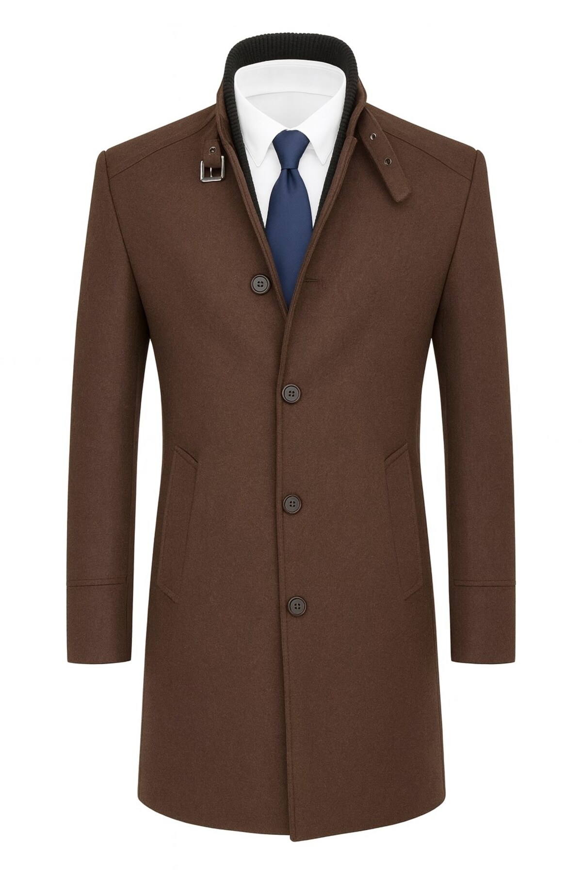 پلاس اسکورپیون پالتو کشمیر مردانه اسلیم فیت – یقه زیپ‌دار و شیاردار قابل جدا شدن، سایز S تا XXL