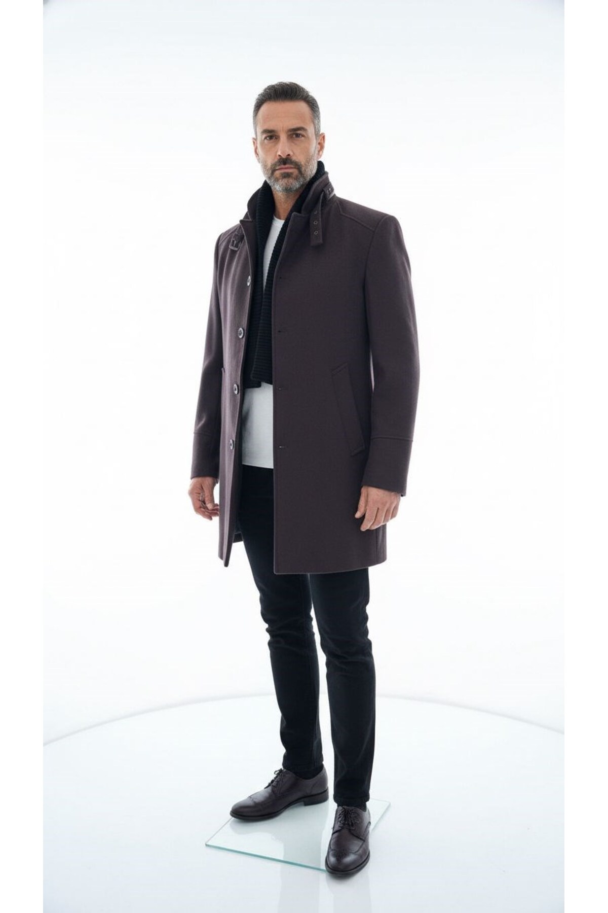 Plus Scorpion Erkek Slim Fit Kaşe Kaban, Çıkarılabilir Ribanalı Fermuarlı Yaka, S–XXL görsel 2