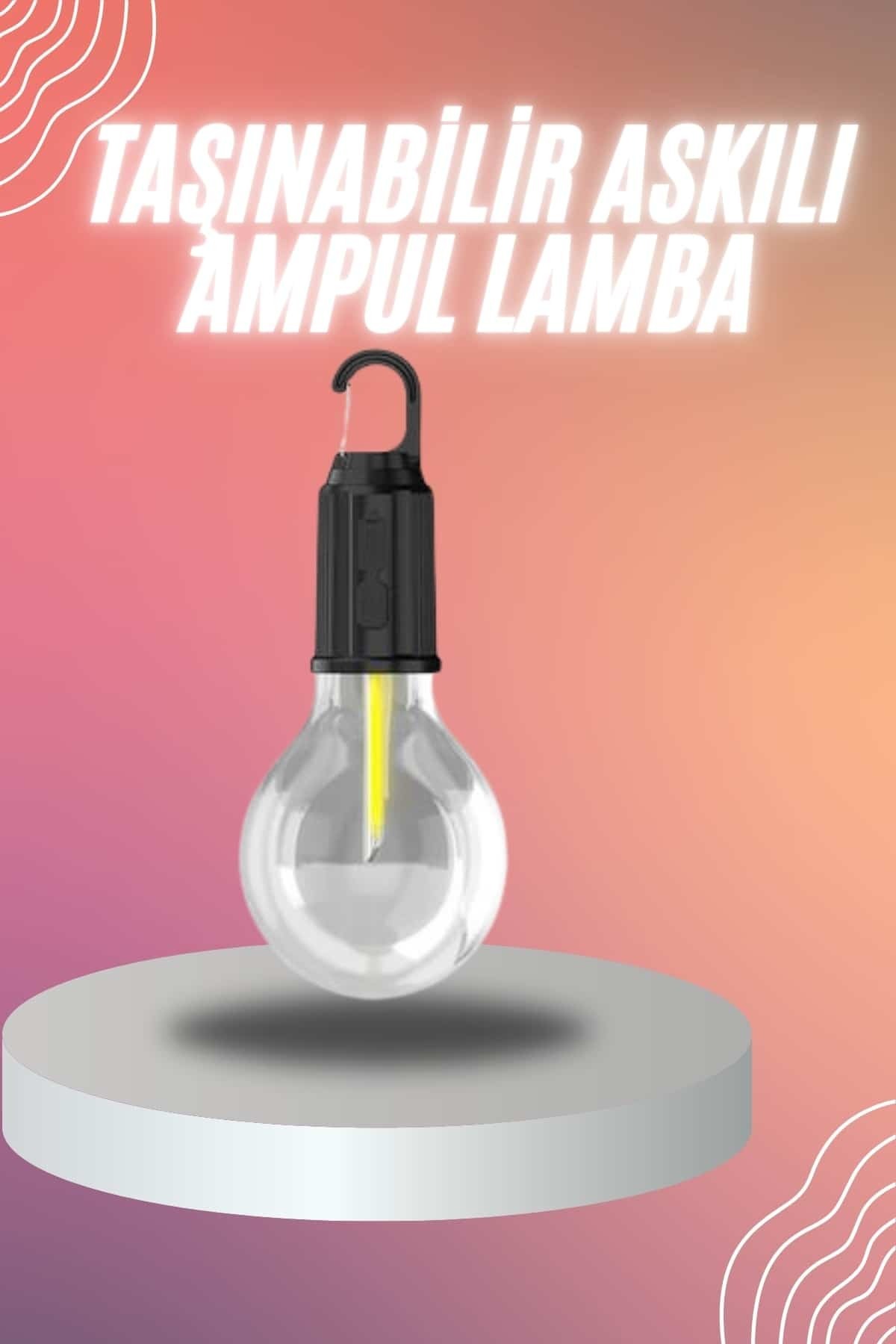 TeknoKesgin KESGİN MARKET ® Şarjlı Dekoratif Kamp Lambası Askılı Ampul Led Işık Type-C Girişli