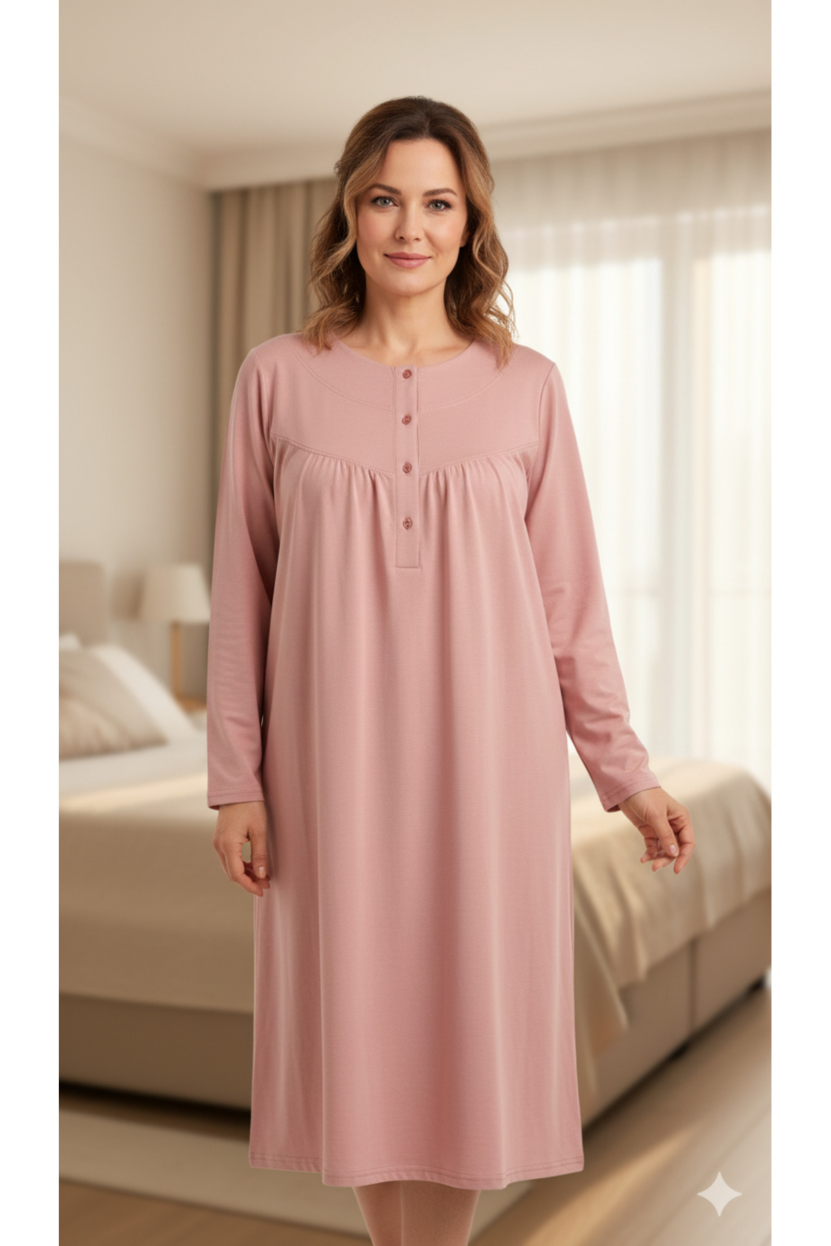 5.MEVSİM Uzun Kollu Sade Anne Geceliği