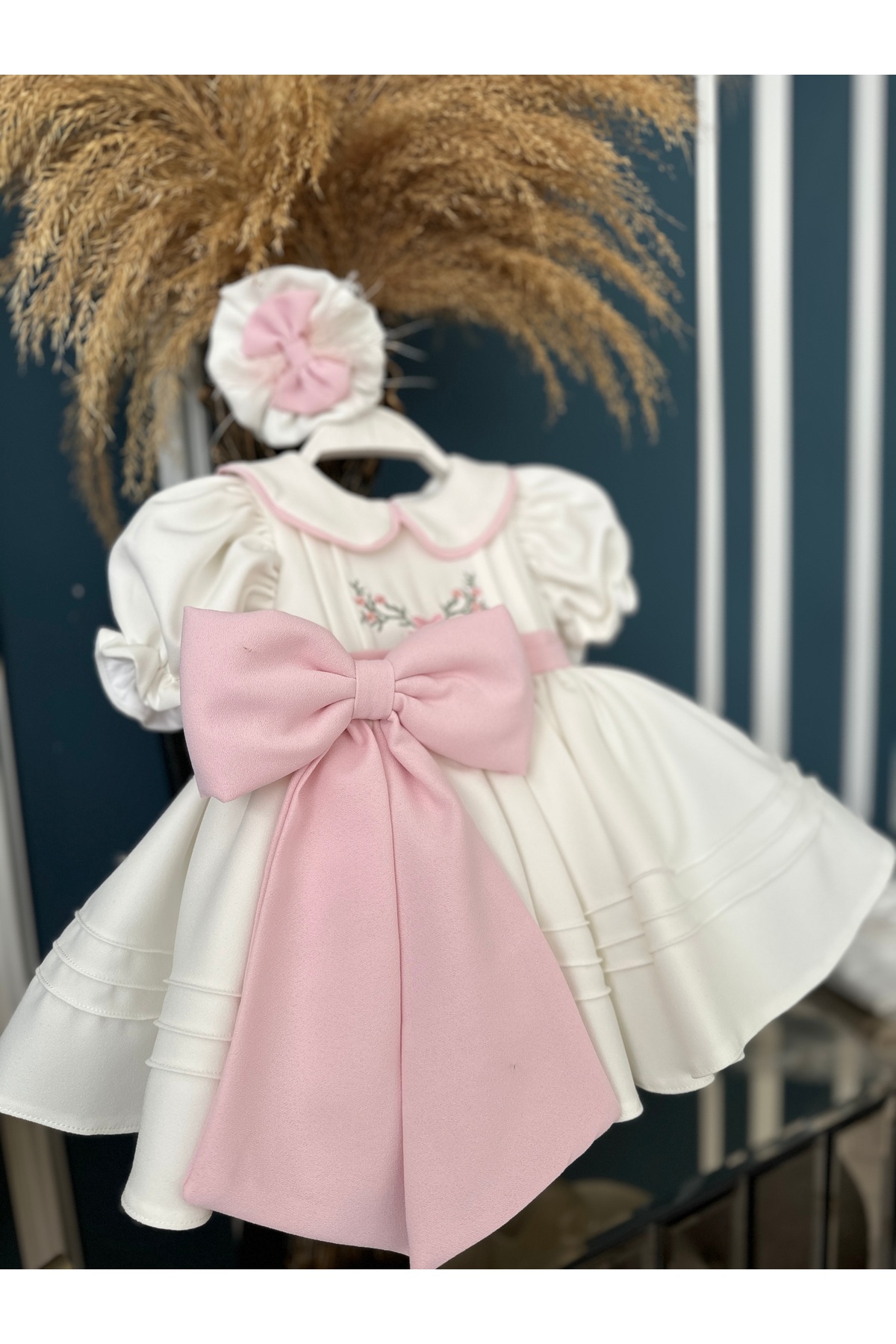 Dizaynbyasena Mevlüt elbise yaka çiçek detaylı fotoğrafı 2 (önizleme)