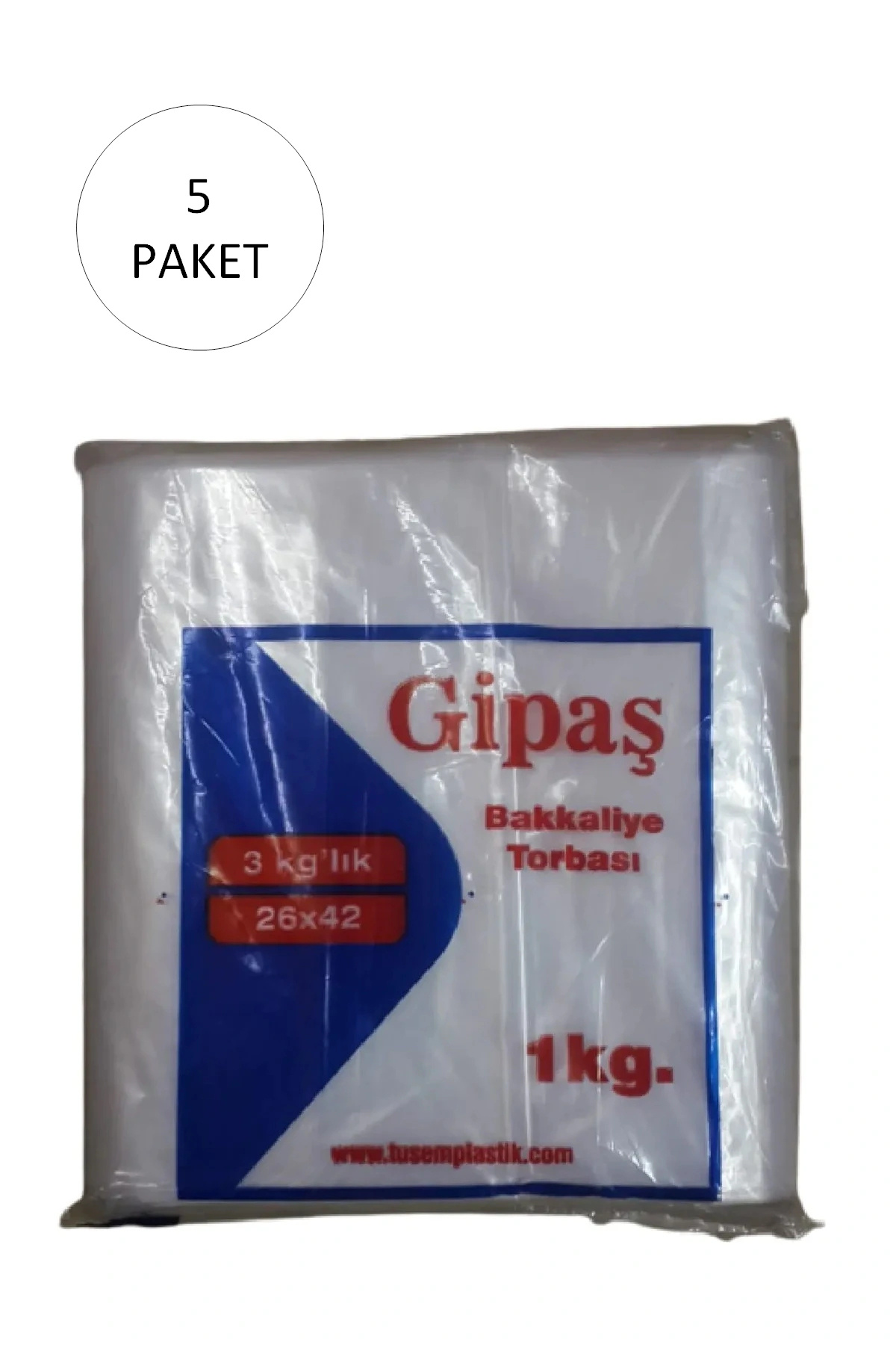 GİPAŞ Bakkaliye Naylon Torba 3'kg lık 26x42 cm 5 Paket (Takriben 825 Adet)
